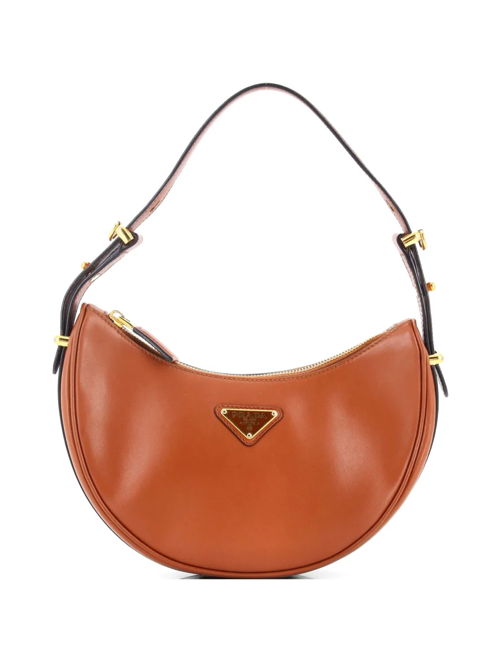 Prada Pre-Owned Arque Half Moon Leather Small hobo bag - Marrone