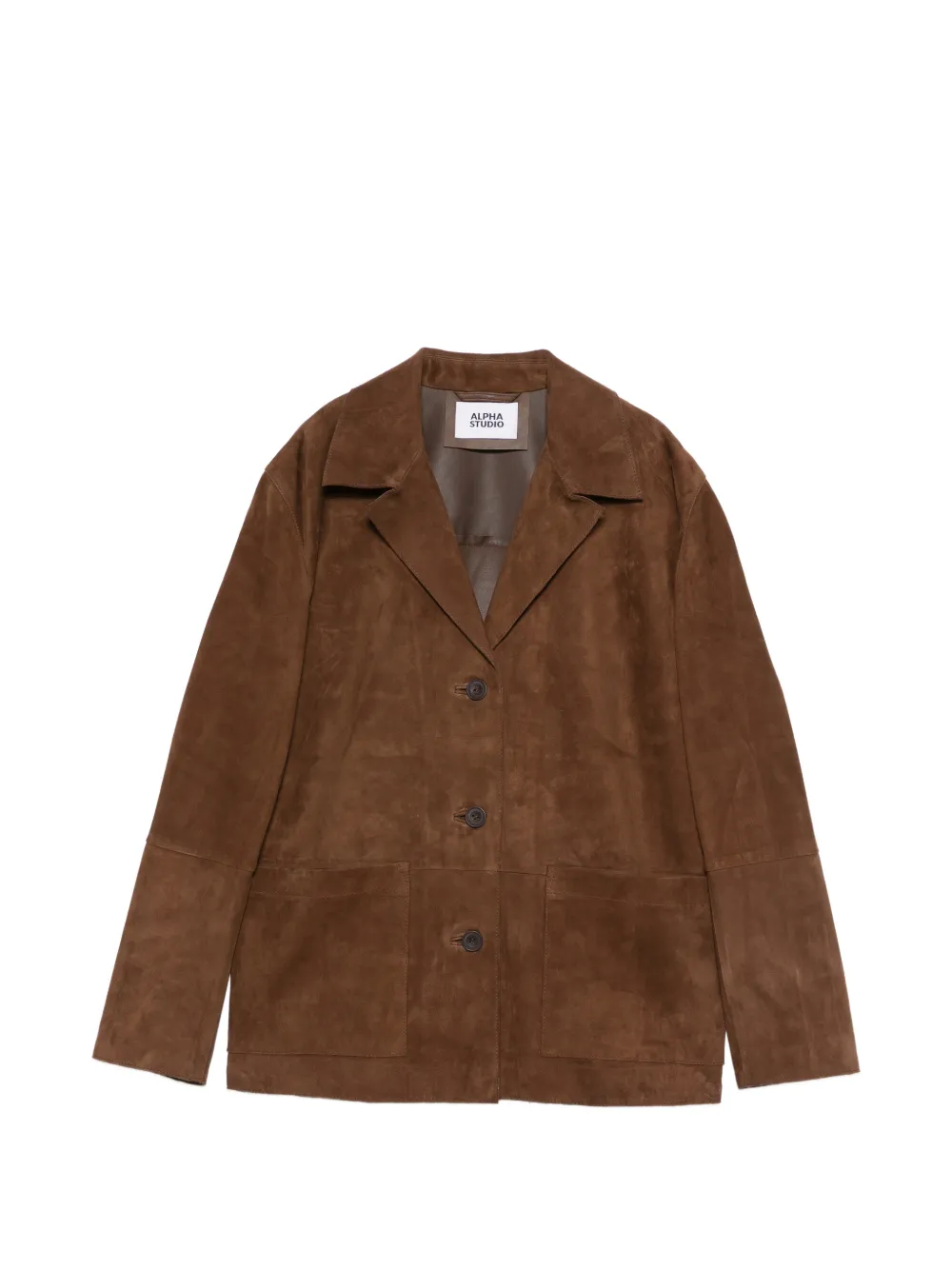 ALPHA STUDIO patch-pocket suede blazer - Marrone