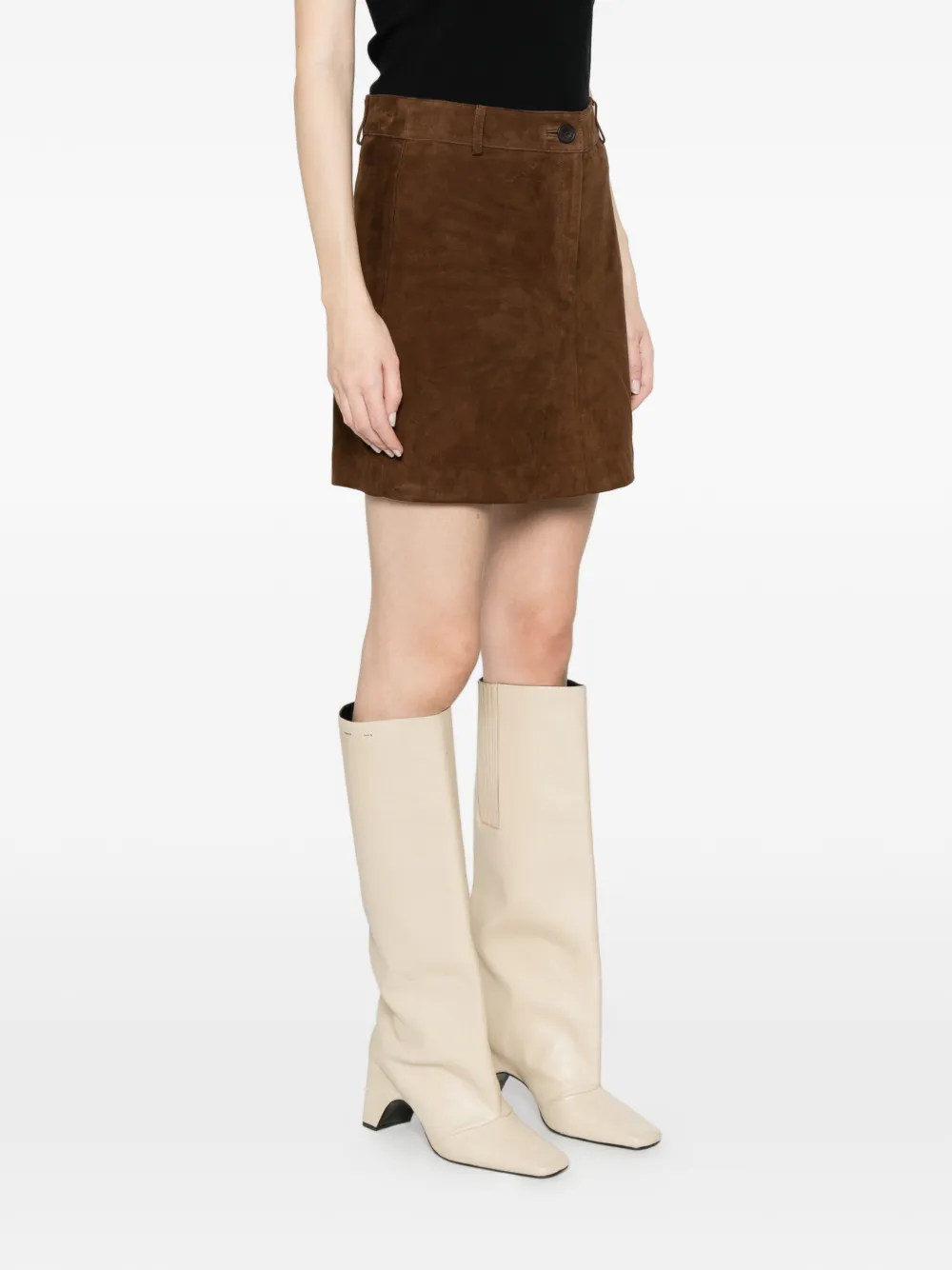  Alpha Studio Gonna Suede Mini Skirt - Brown 