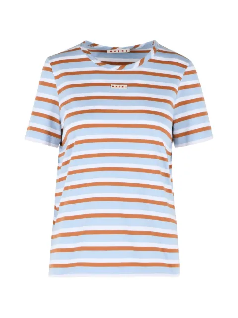 Marni playera con rayas estampadas y parche del logo