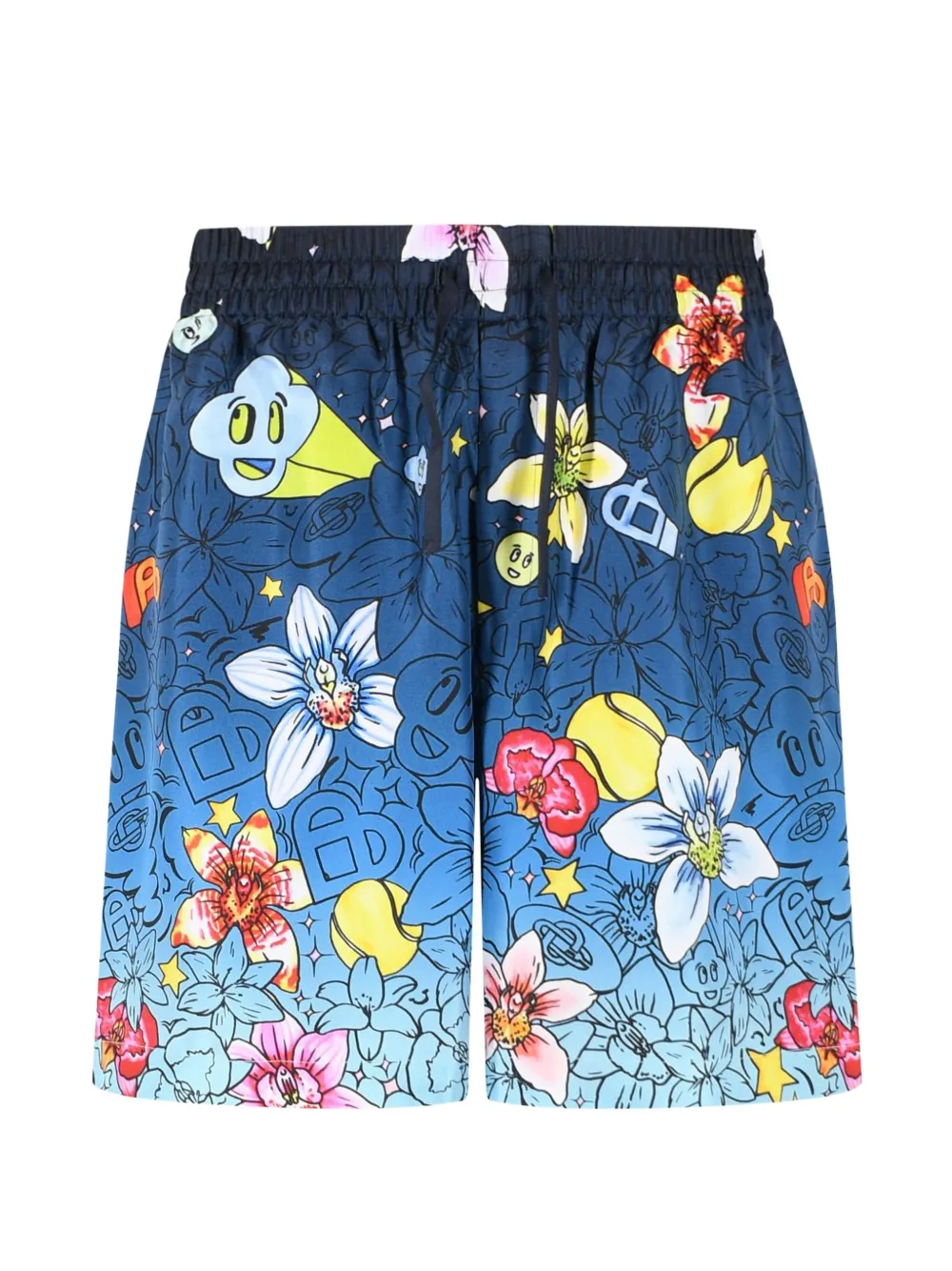 Casablanca Collage D'Icones Graphiques printed silk shorts - Blu