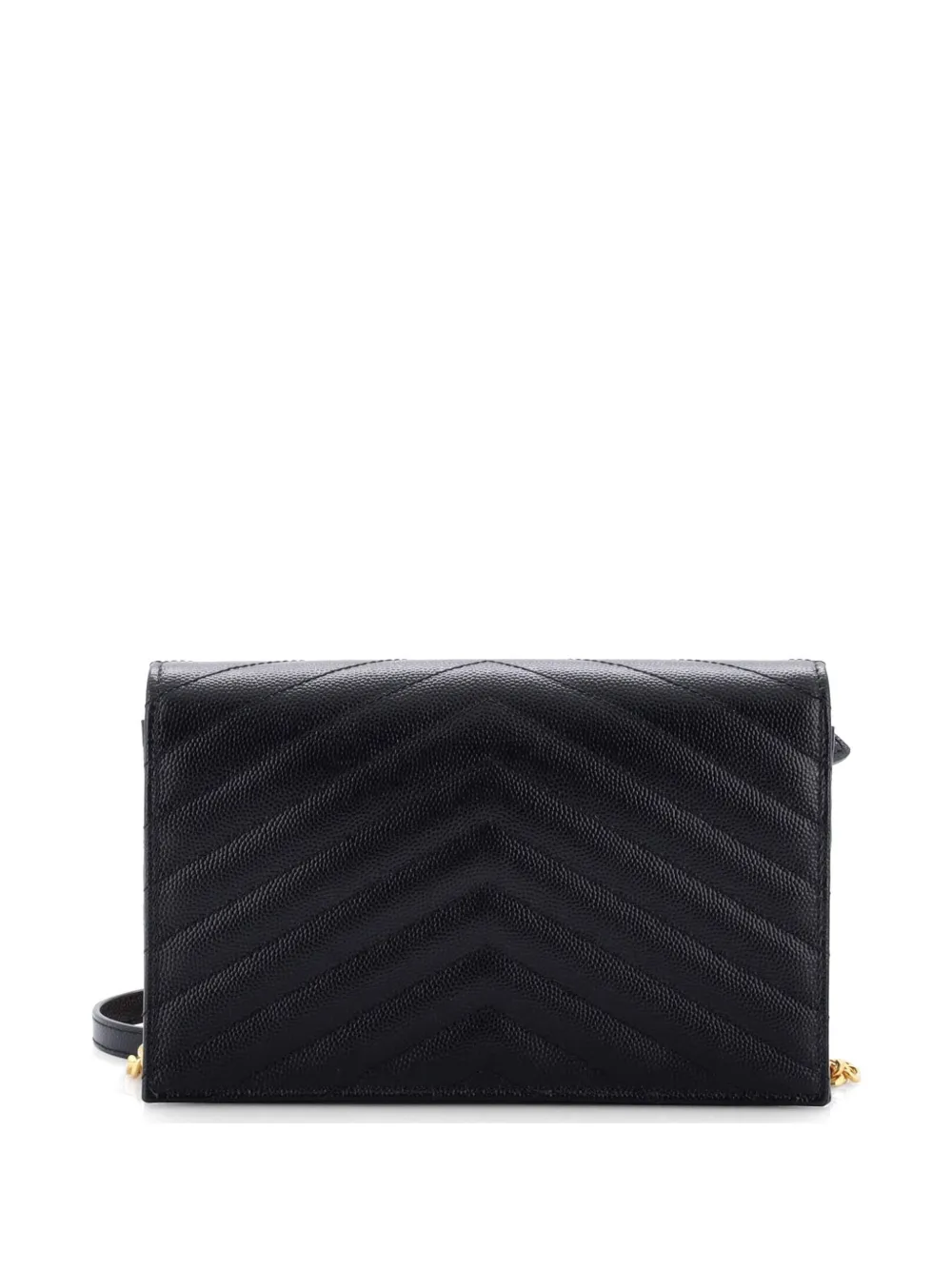  Saint Laurent Pre-owned Petit Sac à Bandoulière Classic Monogram Wallet On Chain Matelasse Chevron En Cuir - Noir 