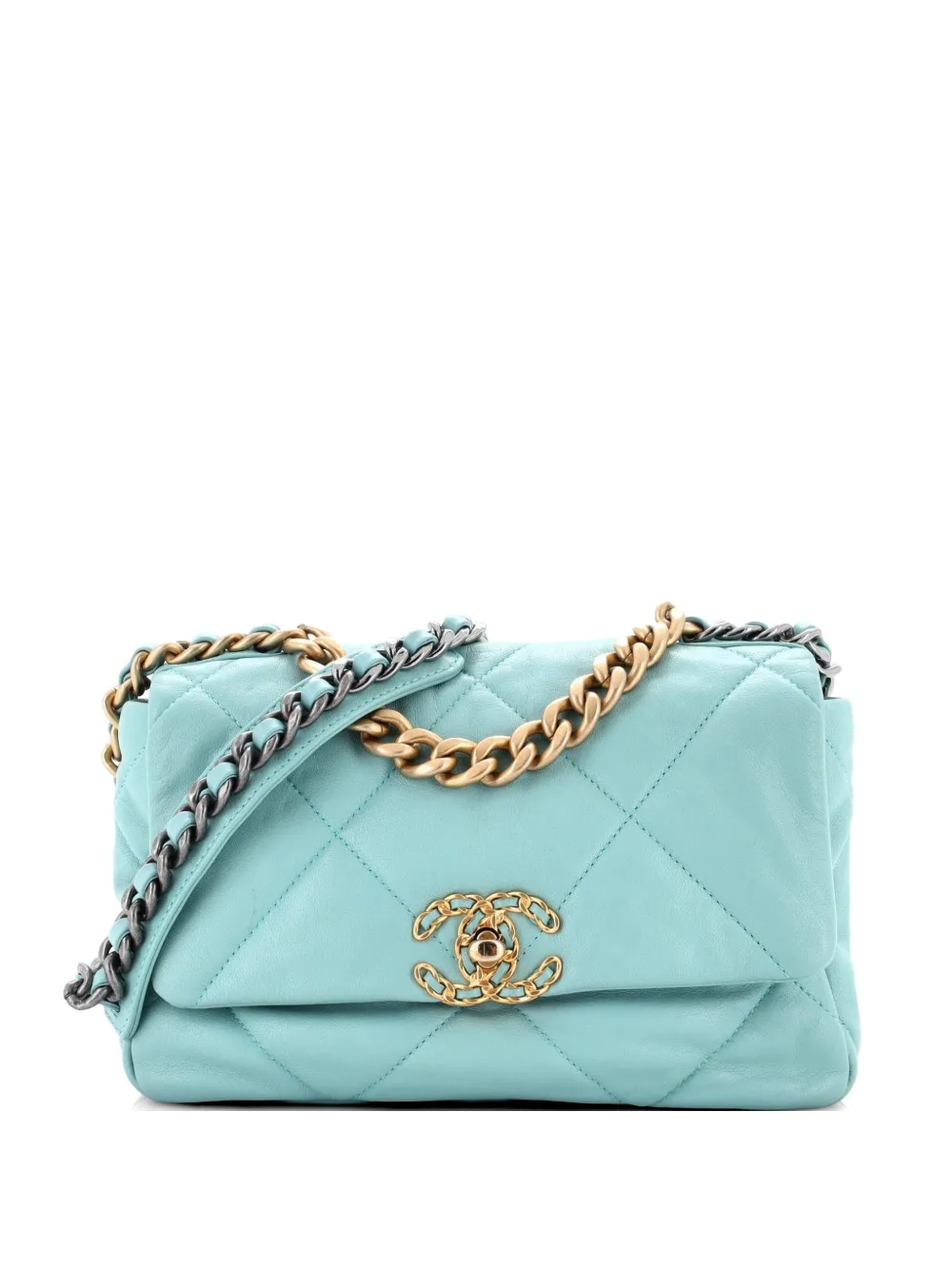 CHANEL Pre-Owned 19 Flap Bag Quilted Leather Medium crossbody bag - Blu