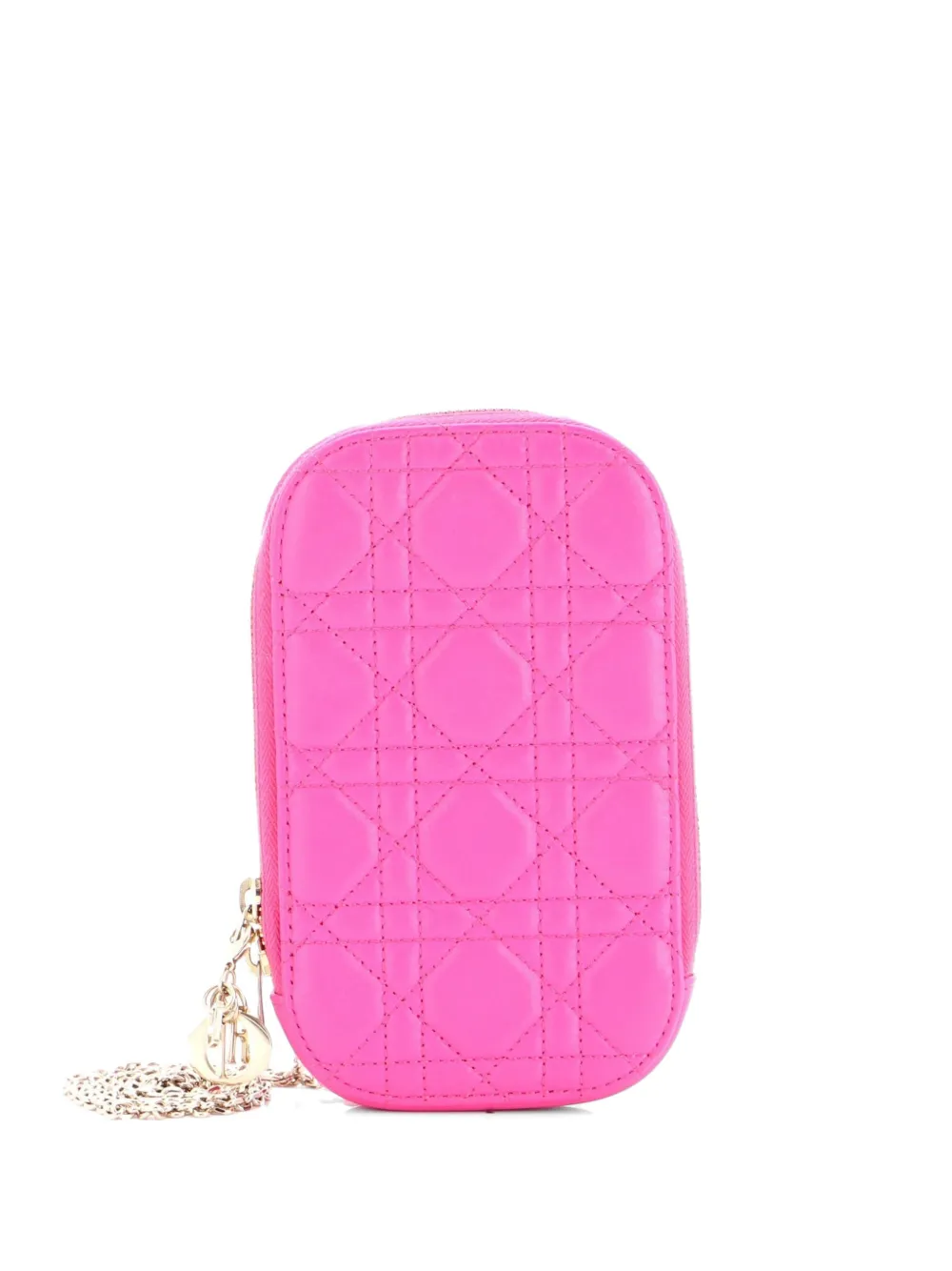 Christian Dior Pre-Owned Lady Dior Phone Holder on Chain Cannage Quilt Lambskin crossbody bag - Rosa