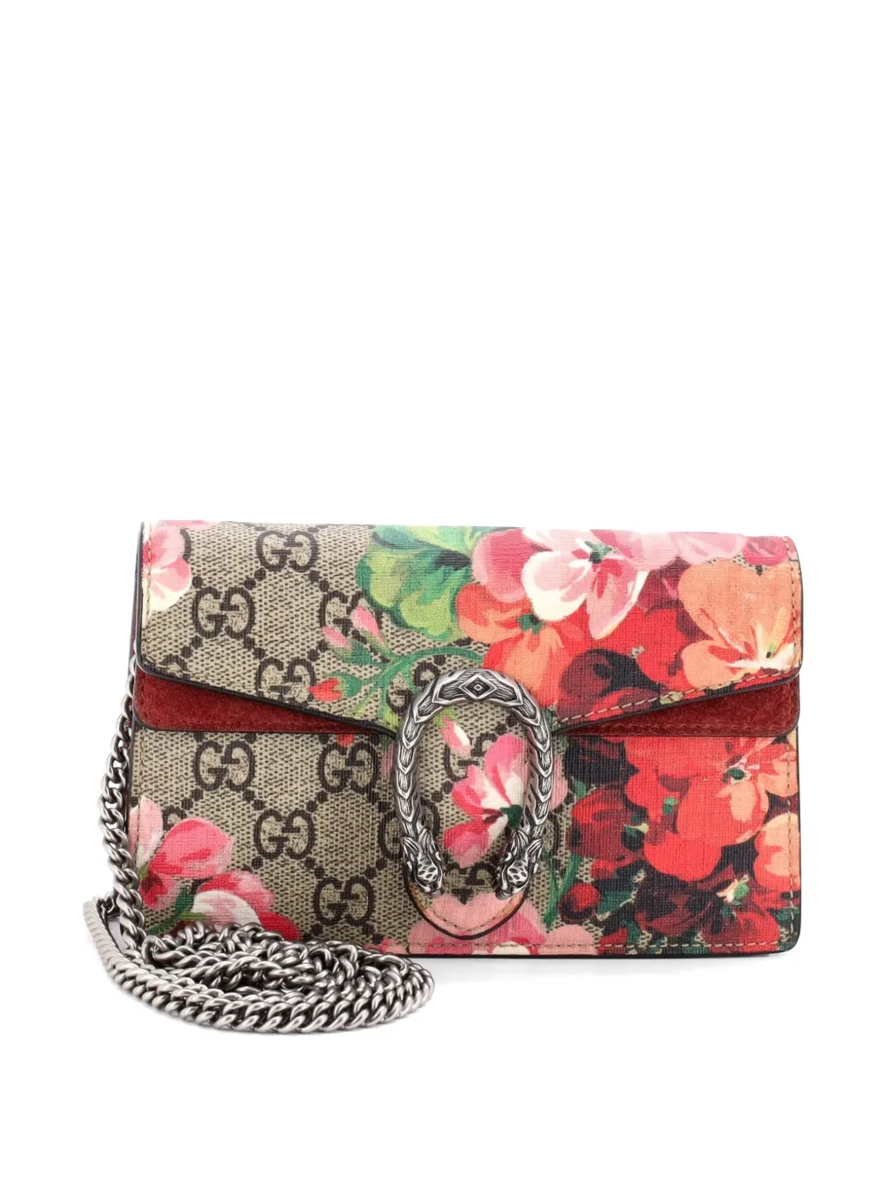 Gucci Pre-Owned Dionysus Bag Blooms Print GG Coated Canvas Super Mini crossbody bag - Marrone
