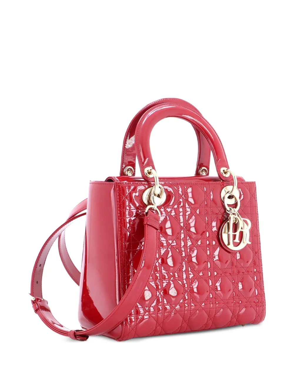 Lady Dior Nm Bag Cannage Quilt Patent Medium Satchel