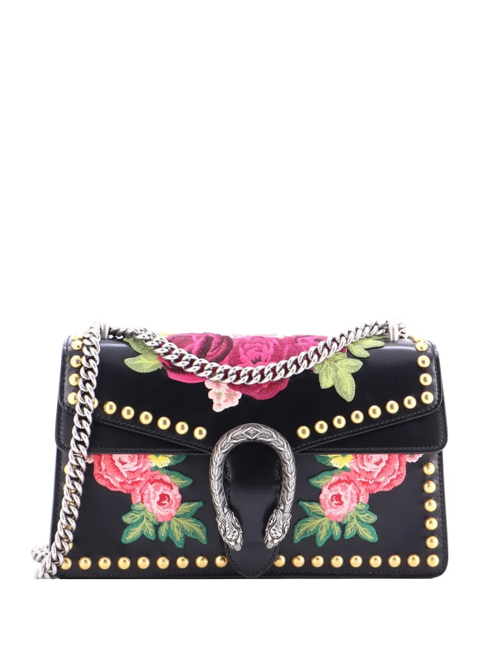 Gucci Pre-Owned Dionysus Bag Embroidered Studded Leather Small shoulder bag - Nero