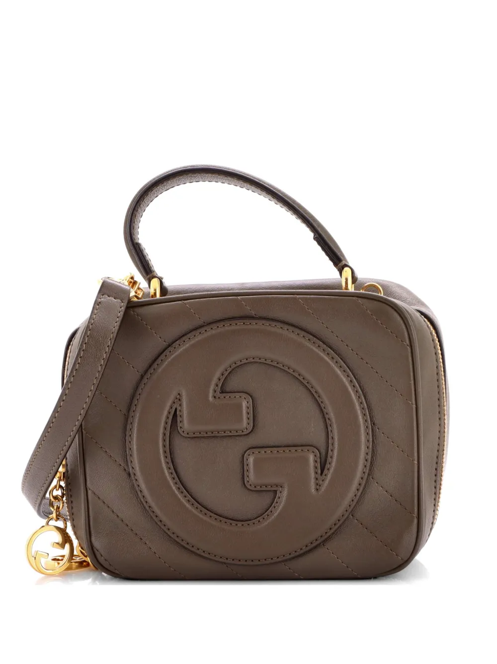 Gucci Pre-Owned Blondie NM Top Handle Shoulder Bag Diagonal Quilted Leather satchel - Marrone