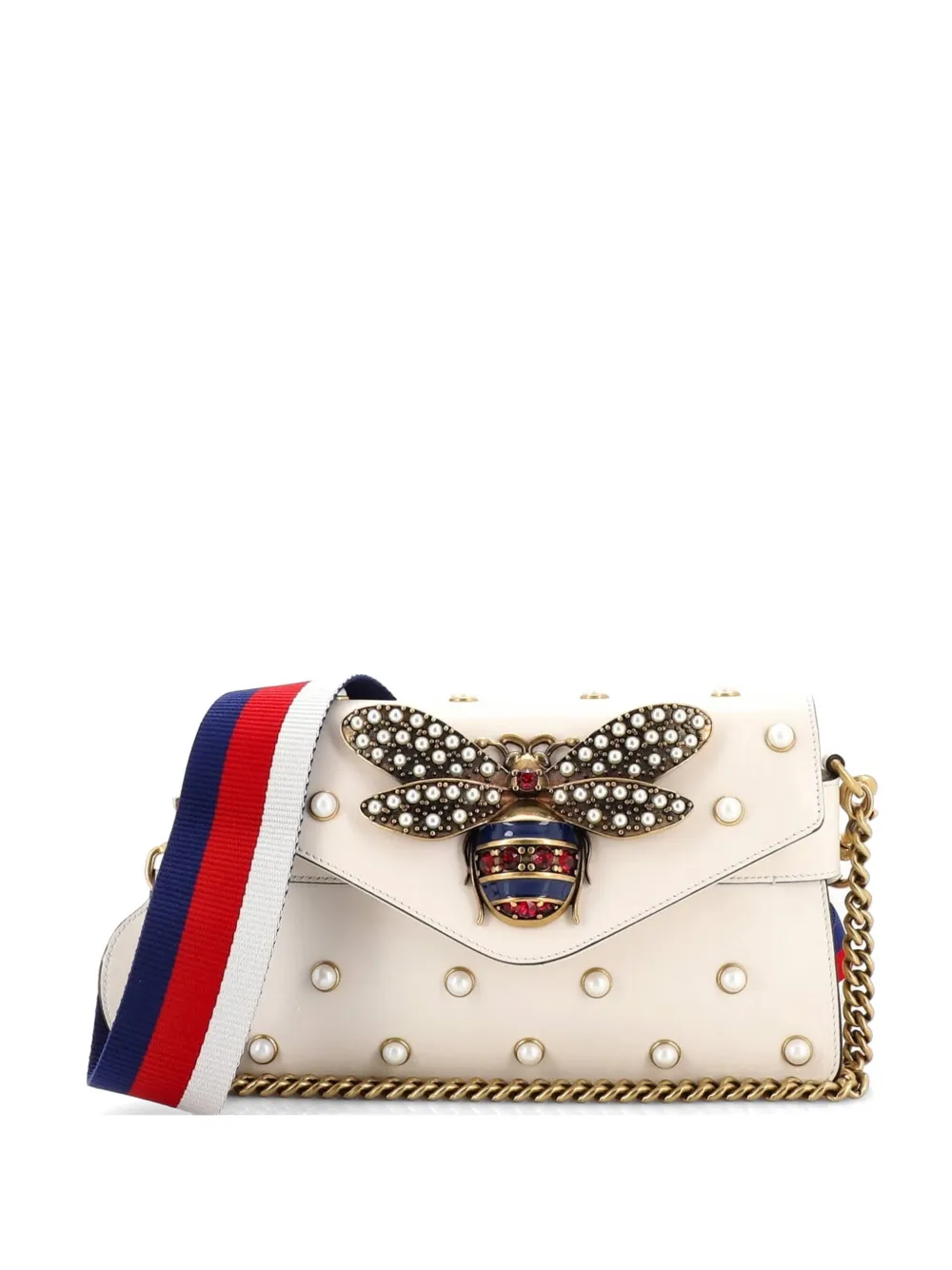 Gucci Pre-Owned Broadway Pearly Bee Embellished Leather Mini shoulder bag - Toni neutri