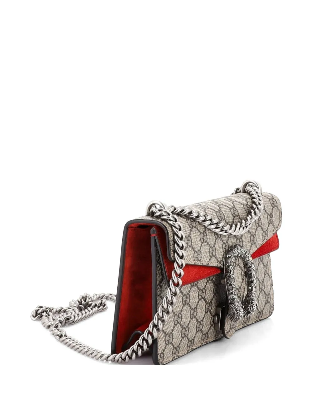  Gucci Pre-owned Dionysus Bag Gg Coated Canvas With Crystal Embellished Metal Small Shoulder Bag - Brown 