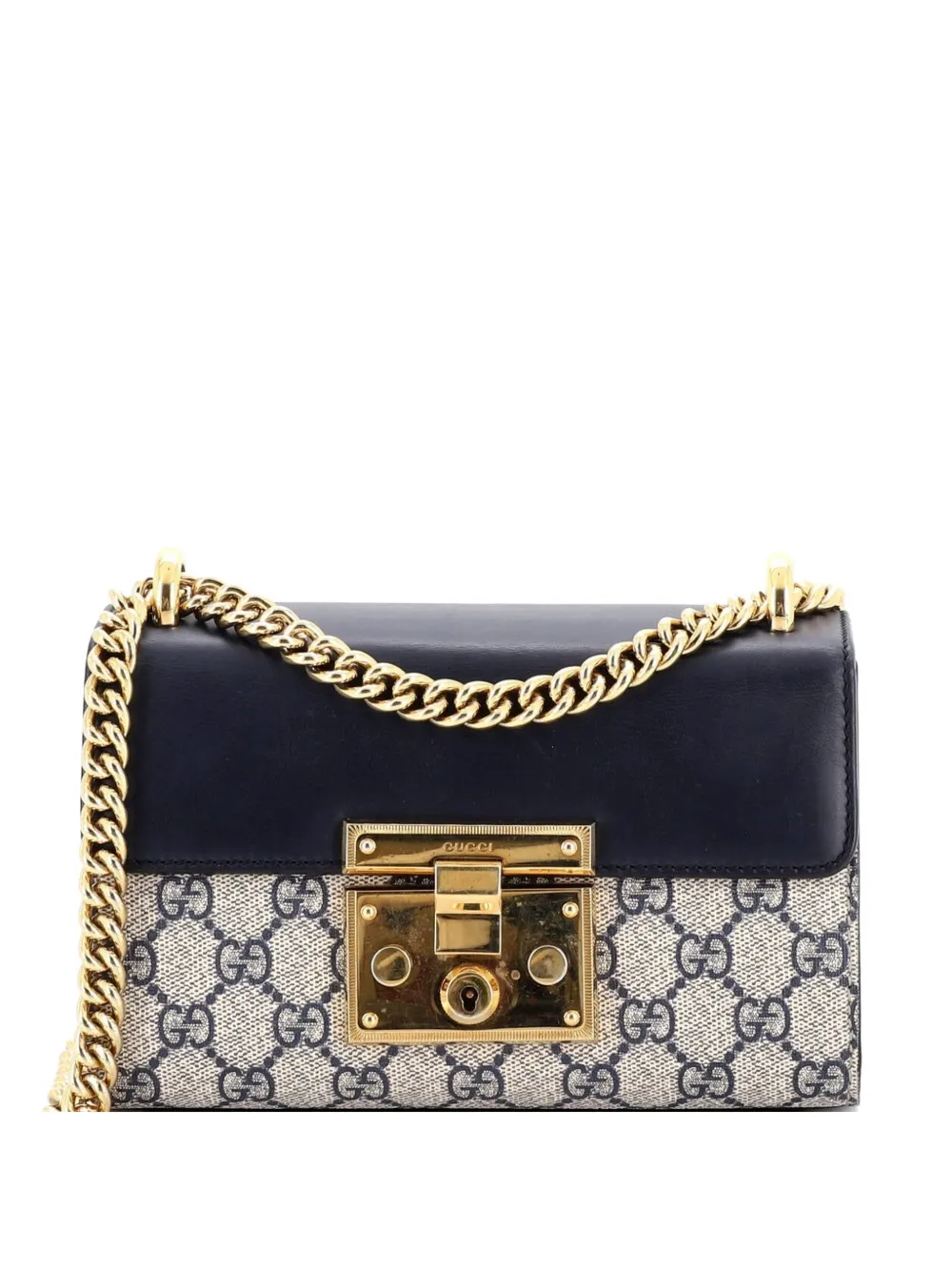Gucci Pre-Owned Padlock Shoulder Bag GG Coated Canvas and Leather Small crossbody bag - Blu