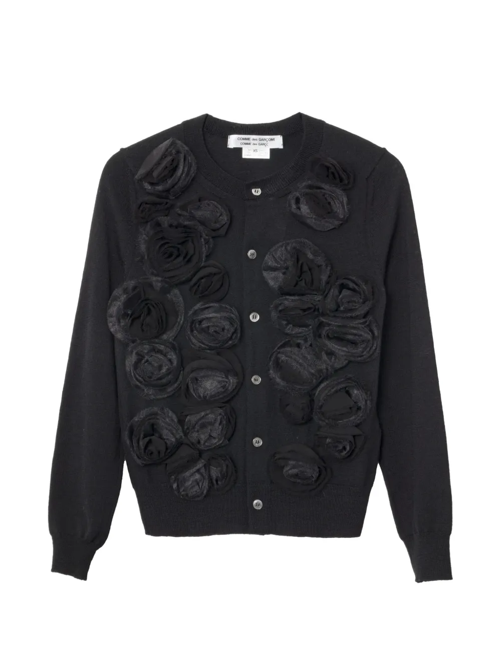 Comme Des Garçons Comme Des Garçons floral-appliqué cardigan - Nero