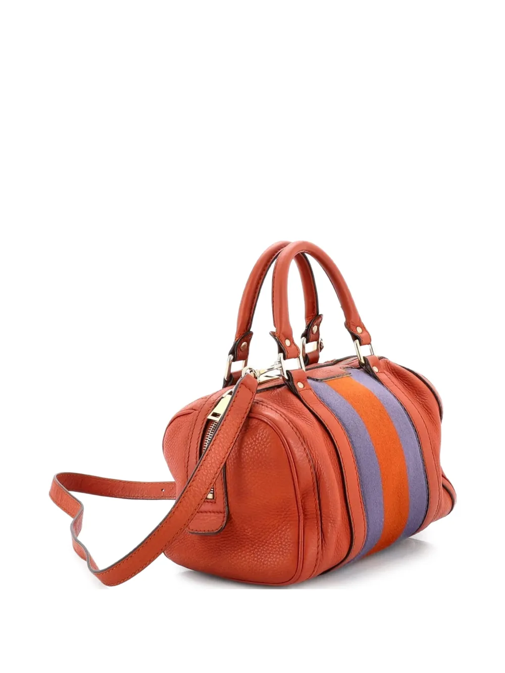 Vintage Web Boston Bag Leather Small Shoulder Bag