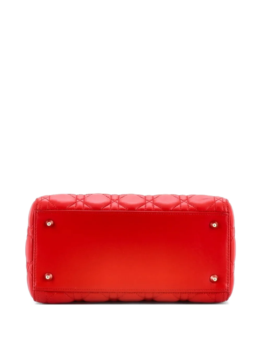 Dior Pre-owned Lady Dior Bag Cannage Quilt Lambskin Medium Satchel in Red, view 4