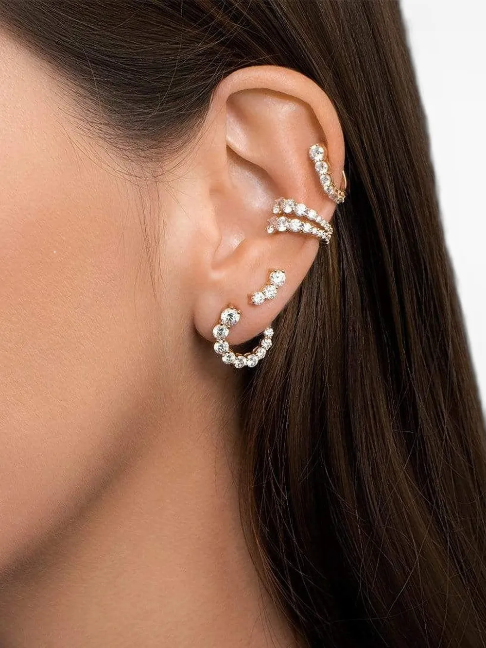 Melissa Kaye diamond ear cuff - Argento