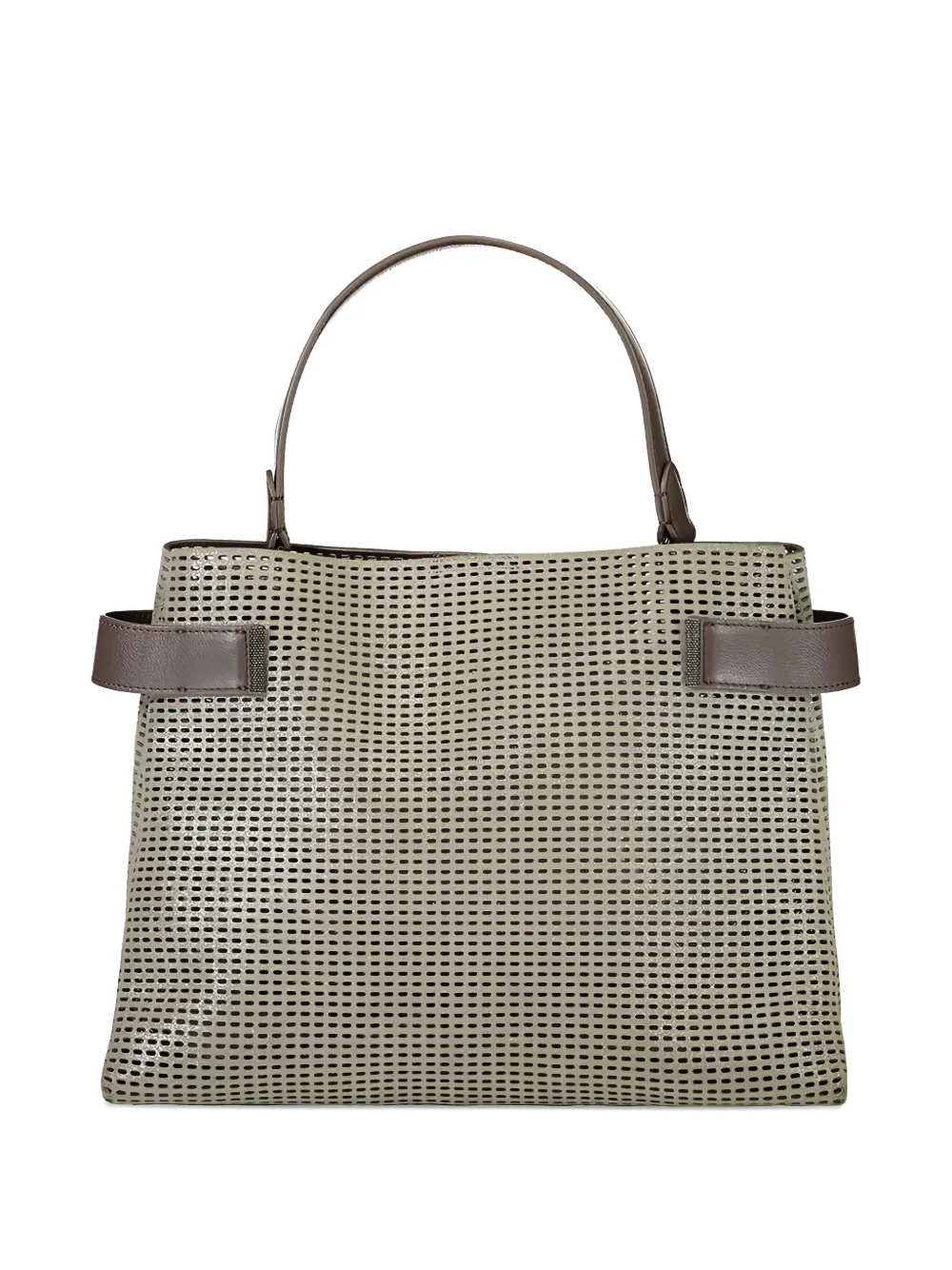 Brunello Cucinelli medium Essence perforated tote bag - Verde