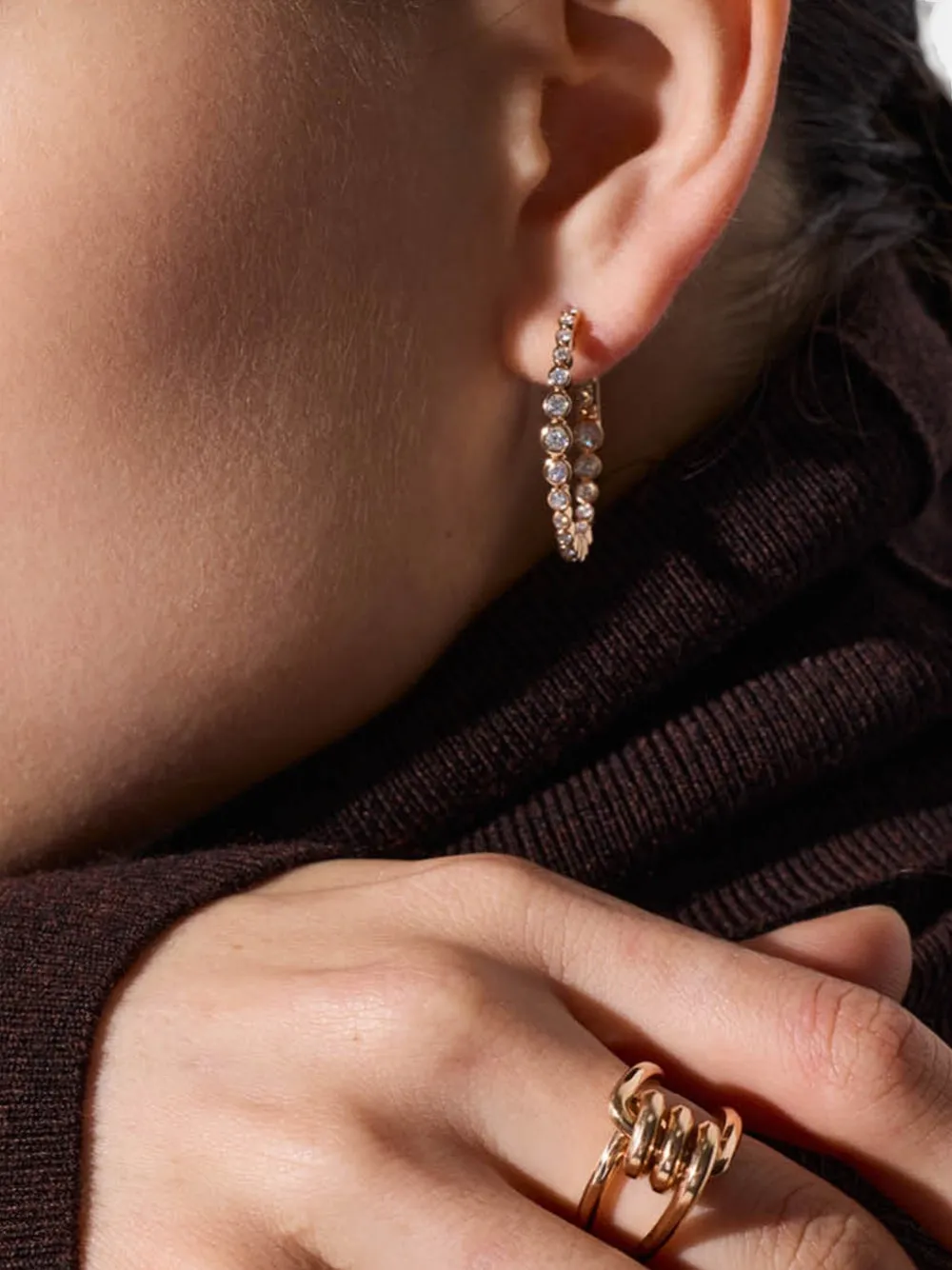 Walters Faith small oval hoop diamond earrings - Oro