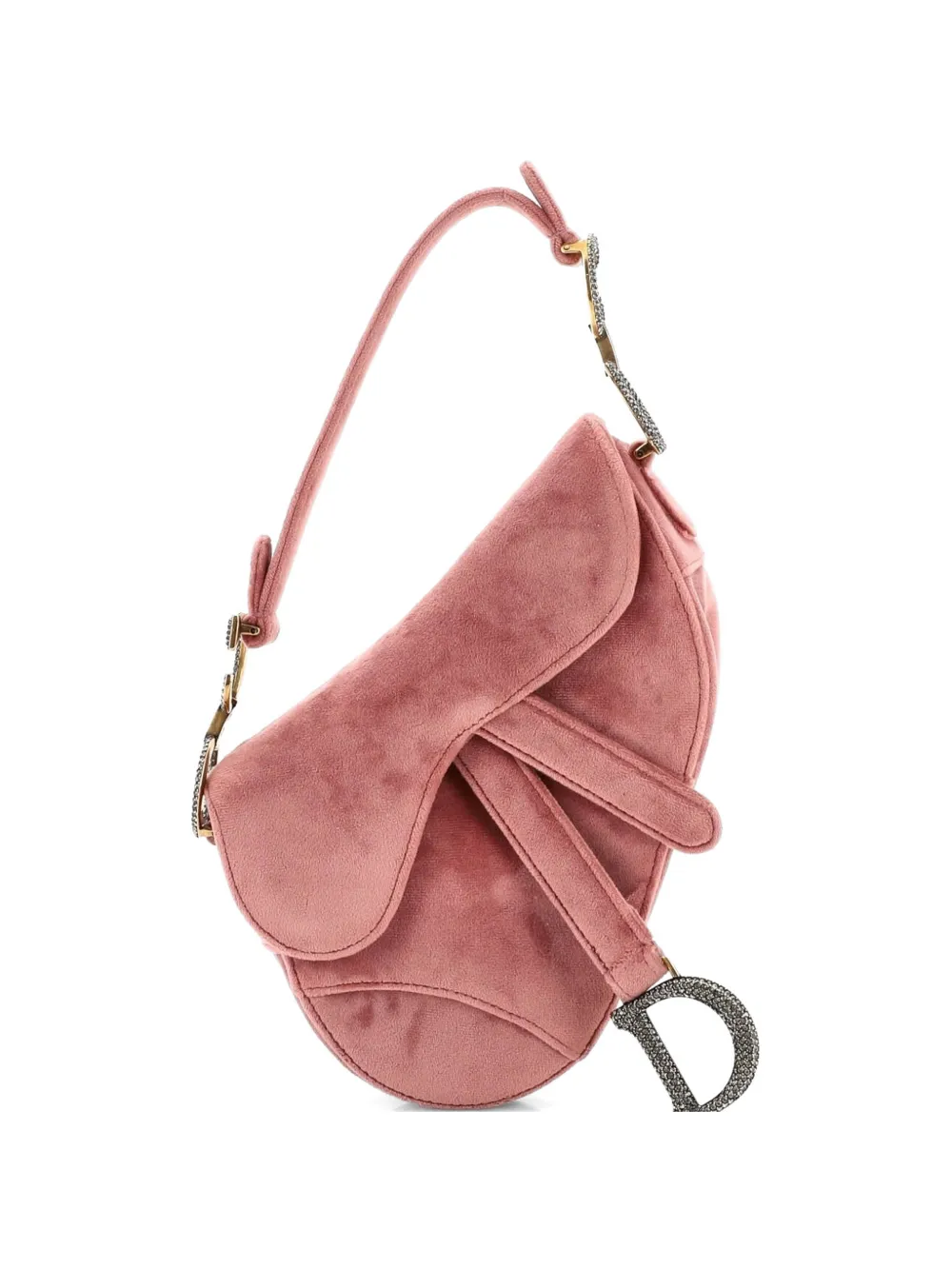 Christian Dior Pre-Owned Saddle Handbag Velvet with Crystals Mini shoulder bag - Rosa