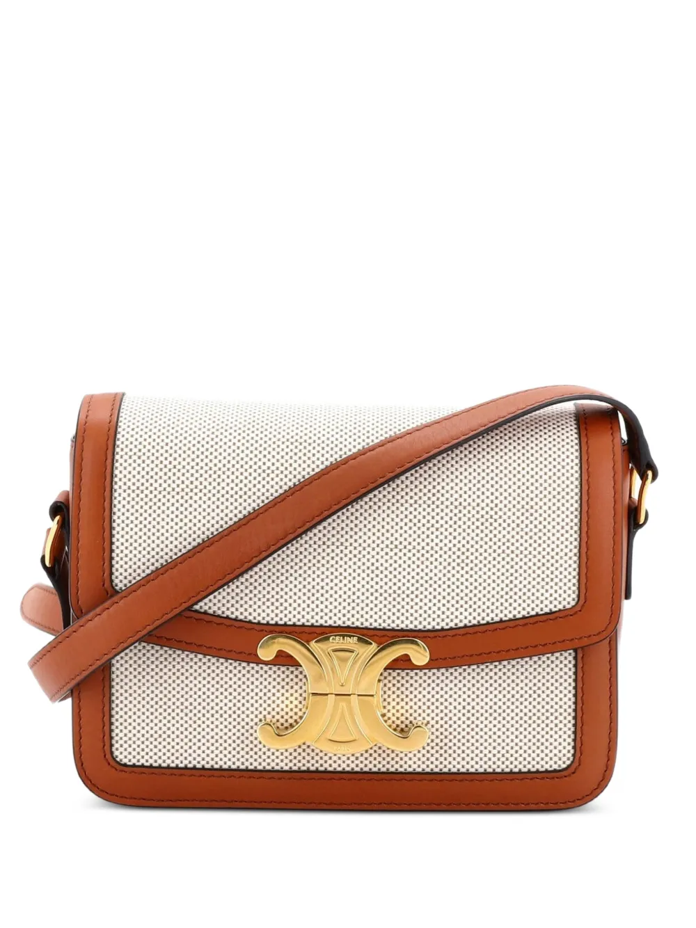 Celine Pre-Owned Triomphe Shoulder Bag Canvas with Leather Teen crossbody bag - Marrone