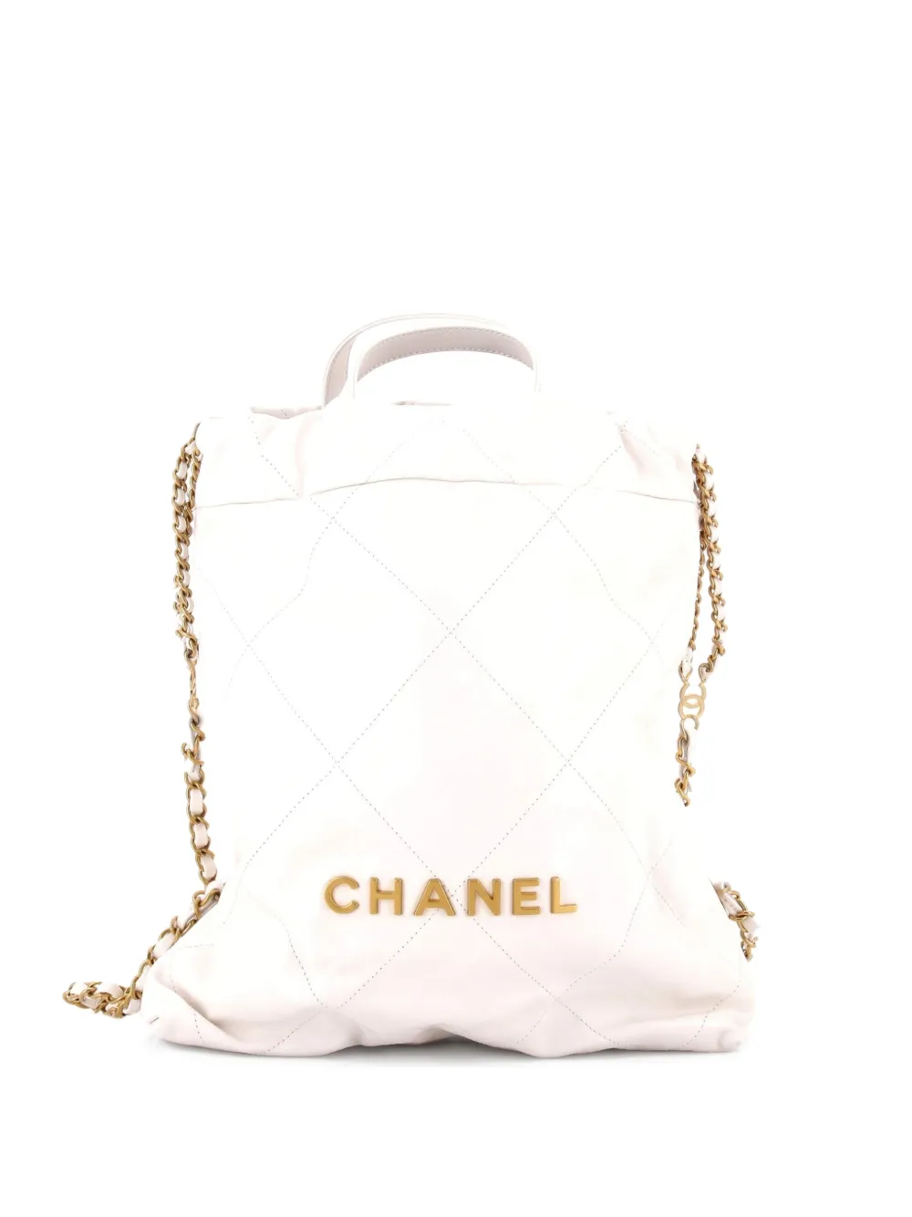 CHANEL Pre-Owned 22 Chain Quilted Calfskin Medium backpack - Bianco