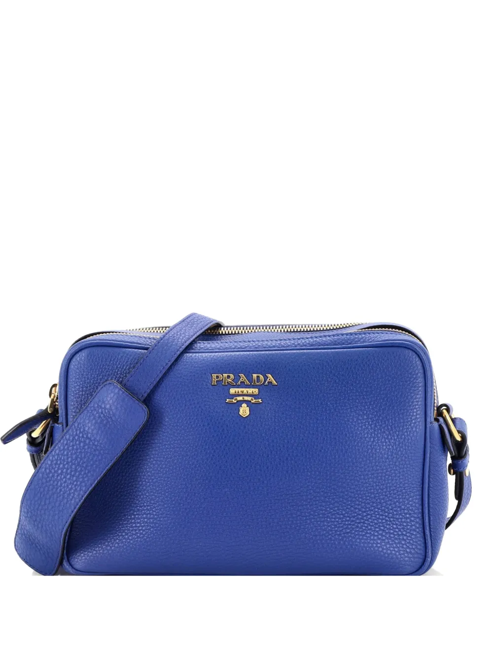 Prada Pre-Owned Double Zip Camera Bag Vitello Phenix Medium crossbody bag - Blu