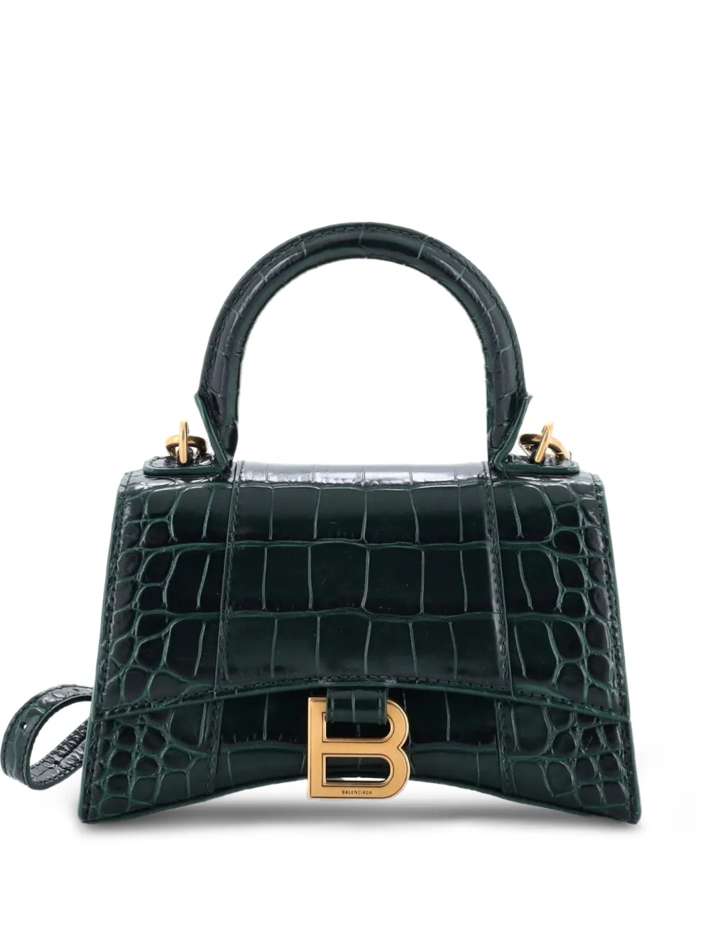 Balenciaga Pre-Owned Hourglass Top Handle Bag Crocodile Embossed Leather XS satchel - Verde