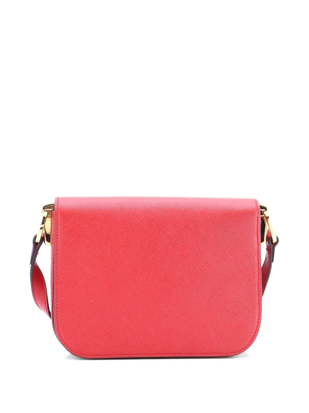 Prada Pre-owned Embleme Flap Bag Saffiano Leather Small Shoulder Bag in Red, view 2
