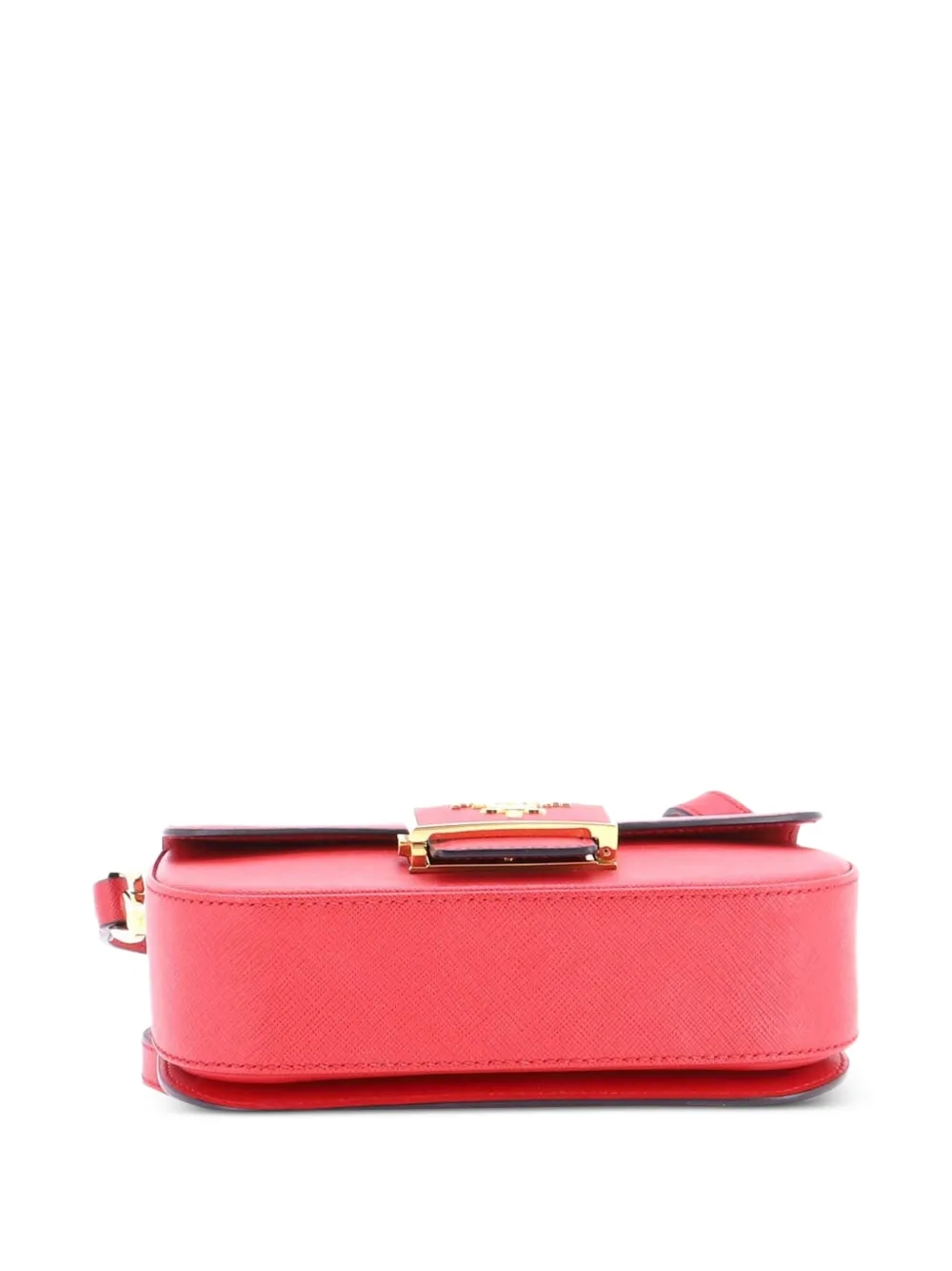 Prada Pre-owned Embleme Flap Bag Saffiano Leather Small Shoulder Bag in Red, view 4