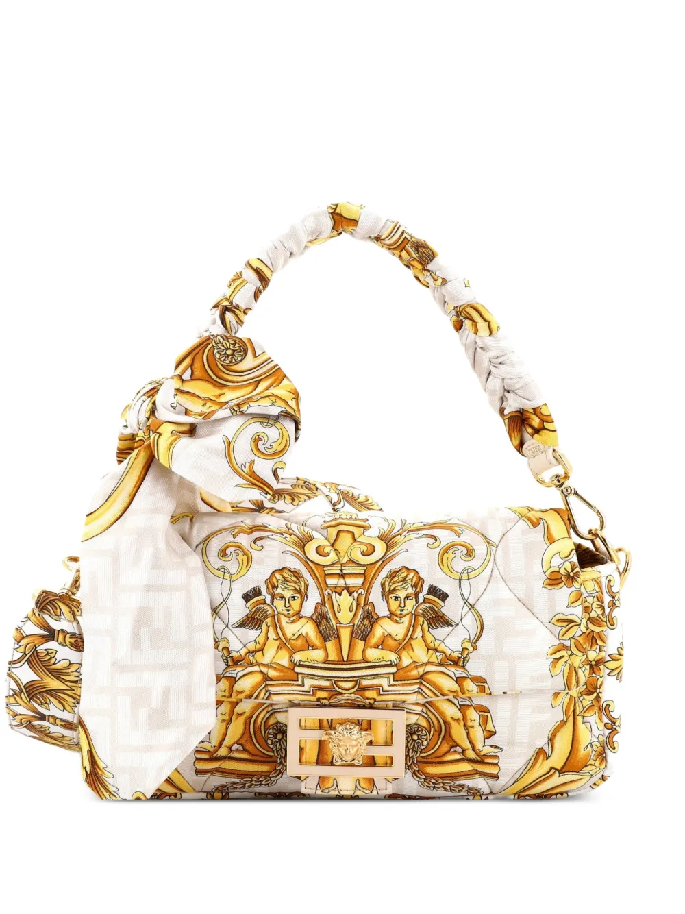 Fendi Pre-Owned x Versace Fendace Baguette NM Bag Quilted Printed Silk Medium shoulder bag - Toni neutri