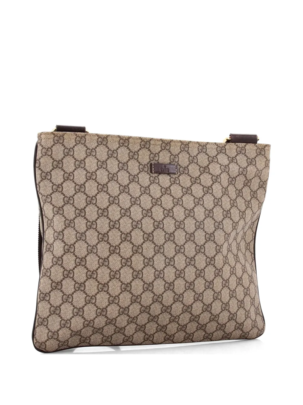 Gucci Pre-Owned Zip Top Messenger Bag GG Coated Canvas Large crossbody bag - Marrone