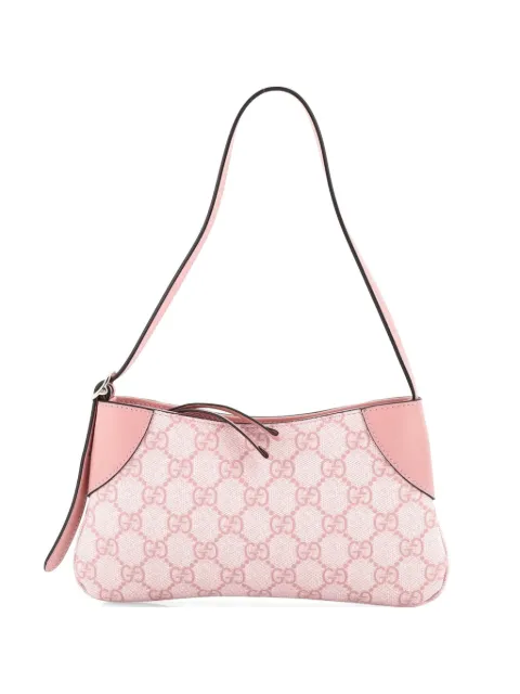 Gucci Pre-Owned 엠블럼 GG 코팅 캔버스 레더 스몰 숄더 백