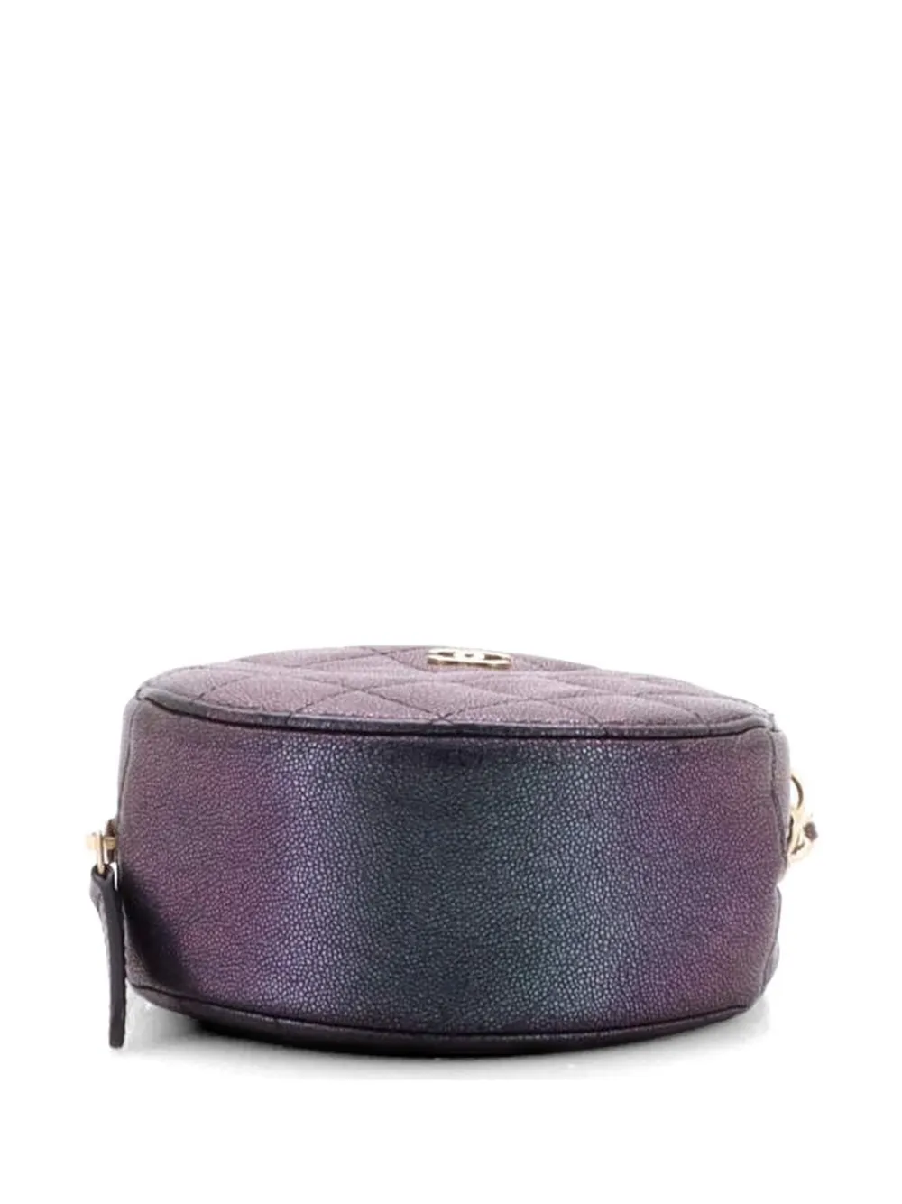 Round Clutch With Chain Quilted Iridescent Caviar Mini Crossbody Bag