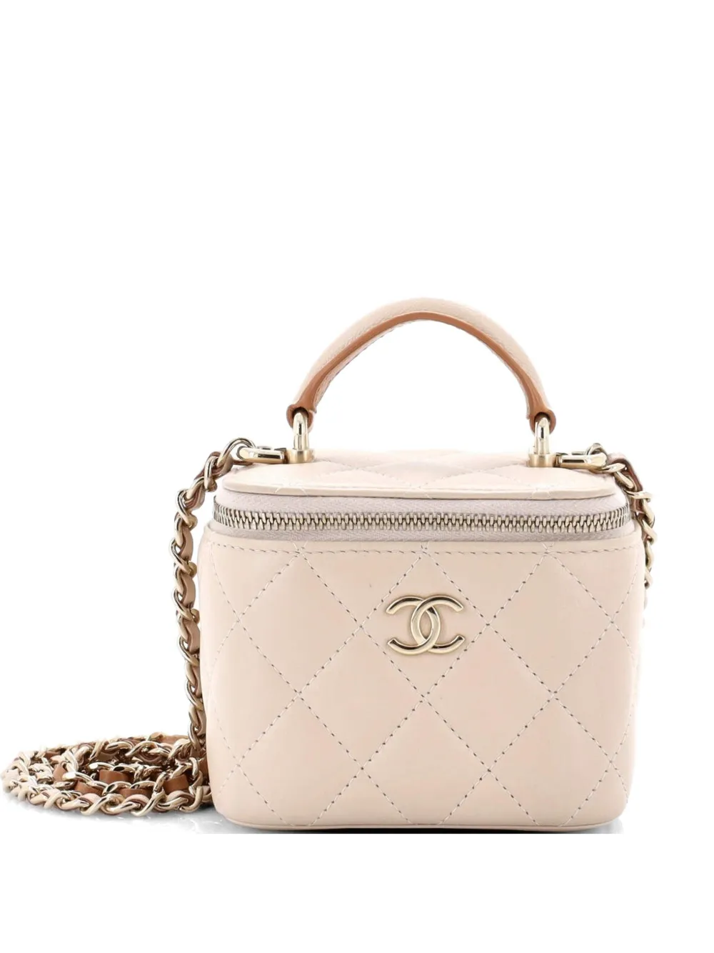 CHANEL Pre-Owned Classic Top Handle Vanity Case with Chain Quilted Lambskin Mini crossbody bag - Toni neutri