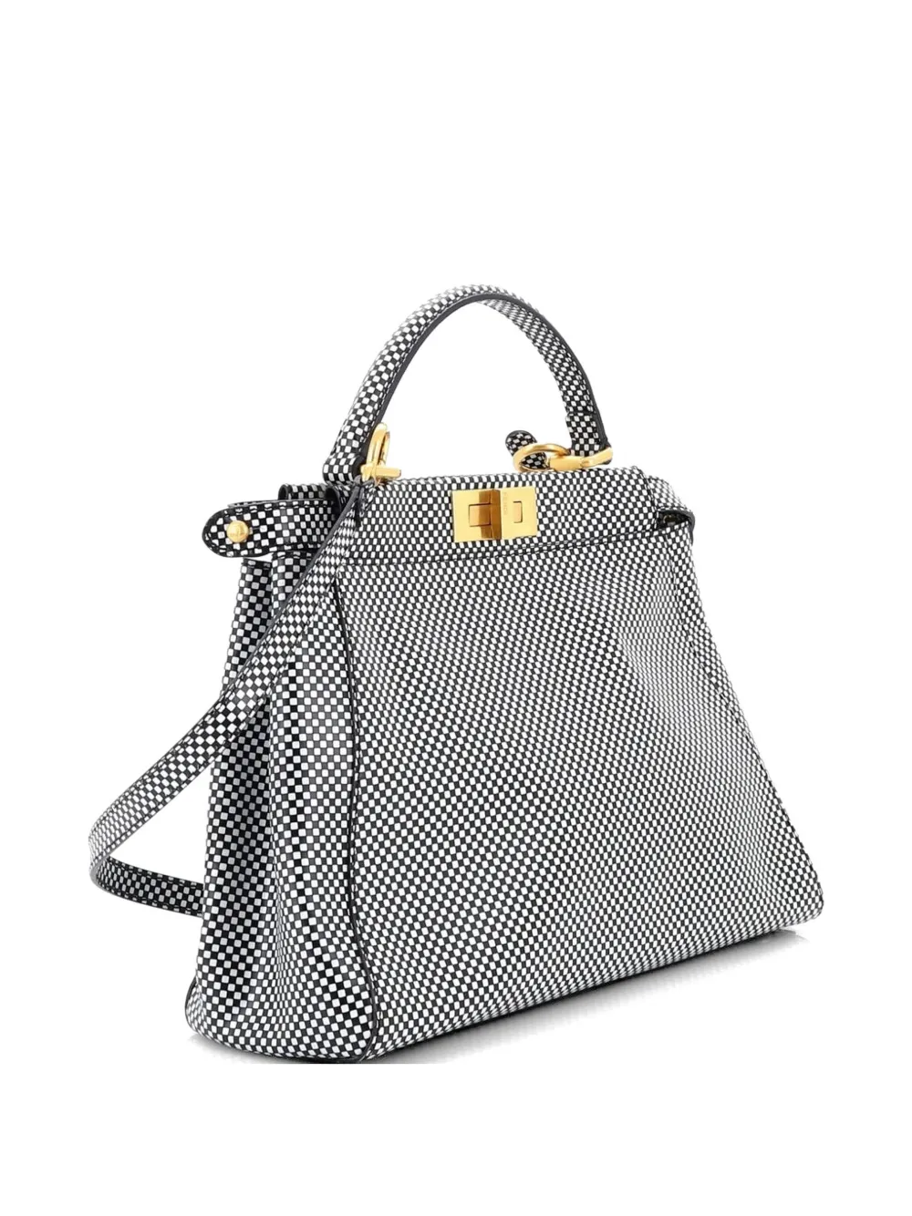  Fendi Pre-owned Peekaboo Bag Check Print Leather Regular Shoulder Bag - Multicolour 