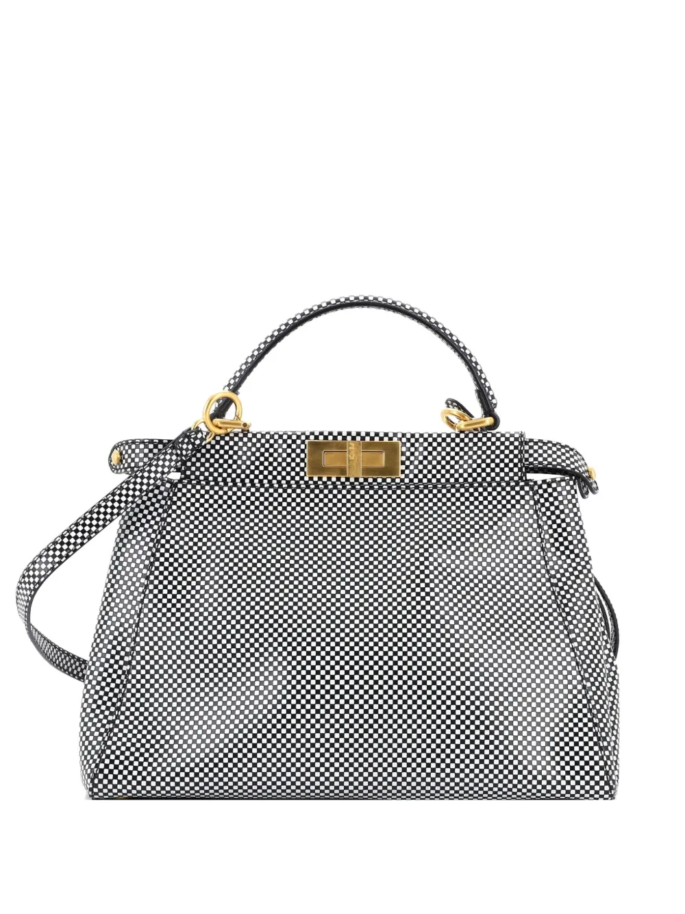 Fendi Pre-Owned Peekaboo Bag Check Print Leather Regular shoulder bag - Multicolore