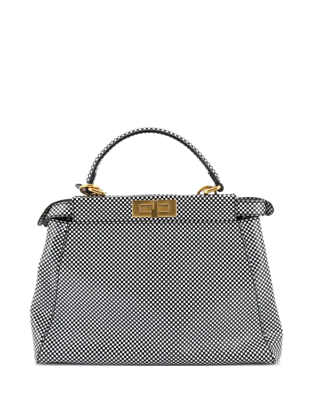  Fendi Pre-owned Peekaboo Bag Check Print Leather Regular Shoulder Bag - Multicolour 