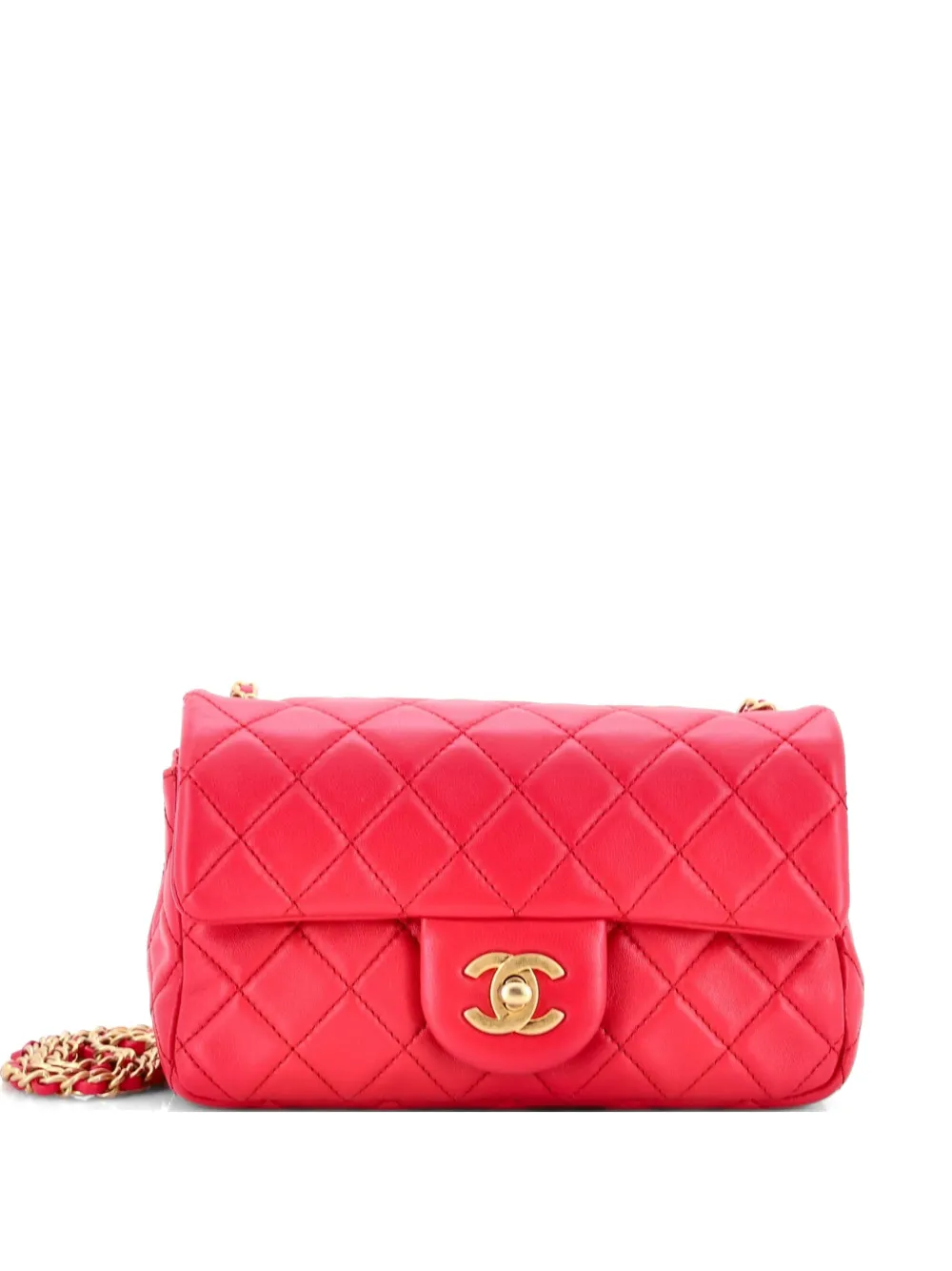CHANEL Pre-Owned Pearl Crush Flap Bag Quilted Lambskin Mini crossbody bag - Rosa