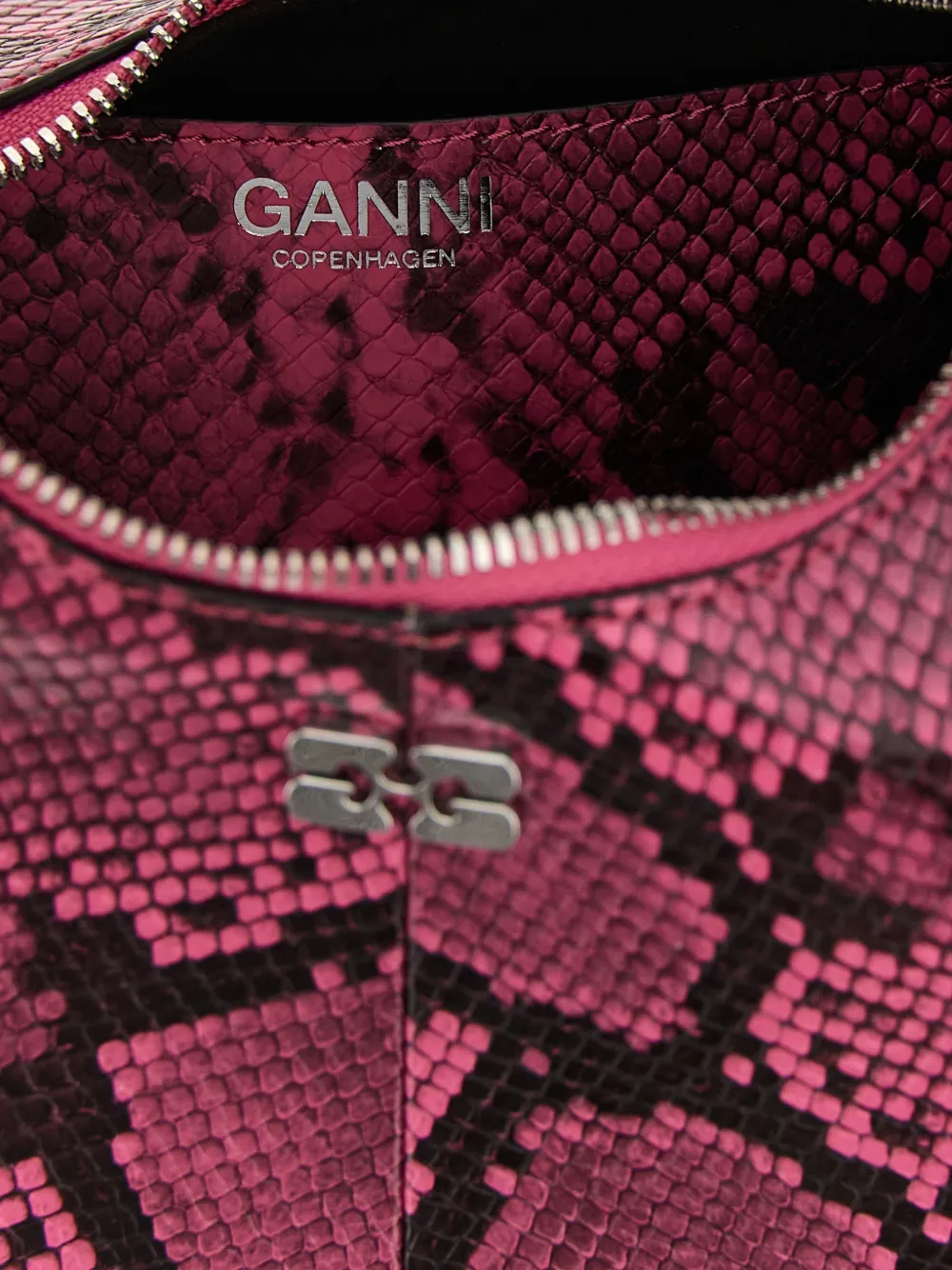 GANNI Mini-tas met slangenprint Roze