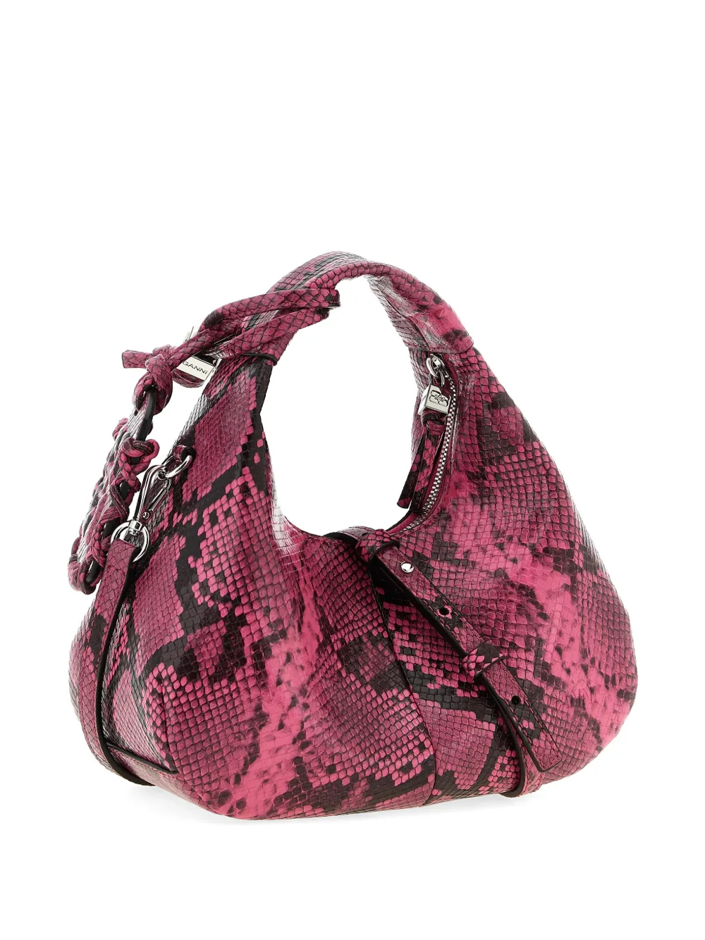 GANNI Mini-tas met slangenprint Roze