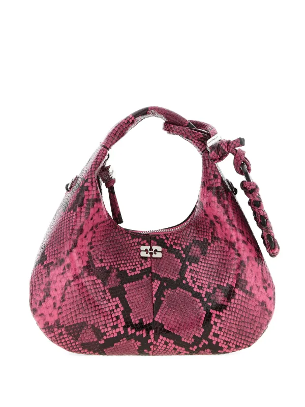 Ganni Snake-print Mini Bag in Pink