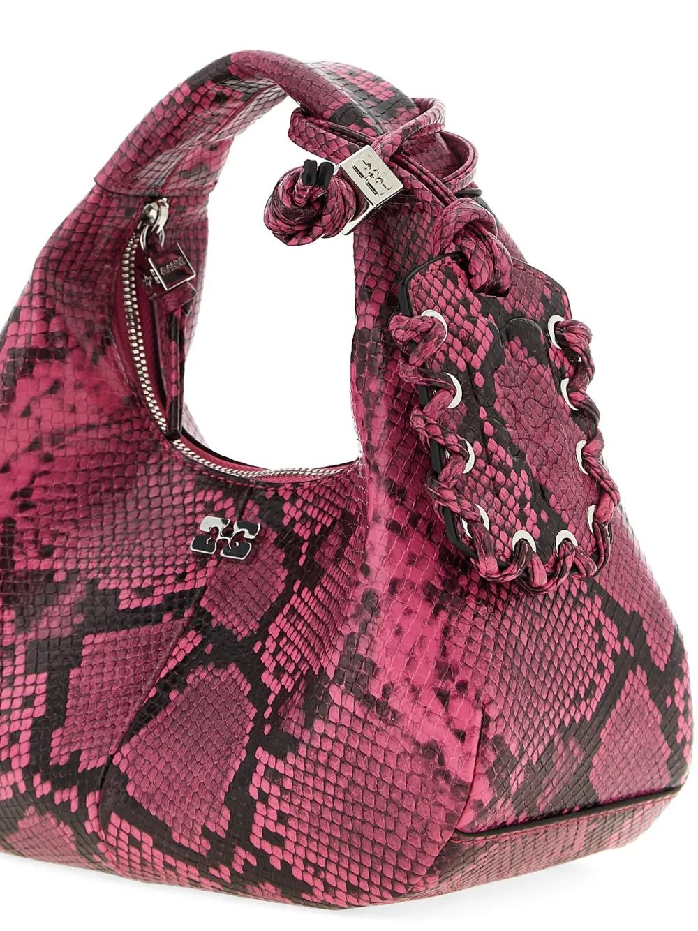 GANNI Mini-tas met slangenprint Roze