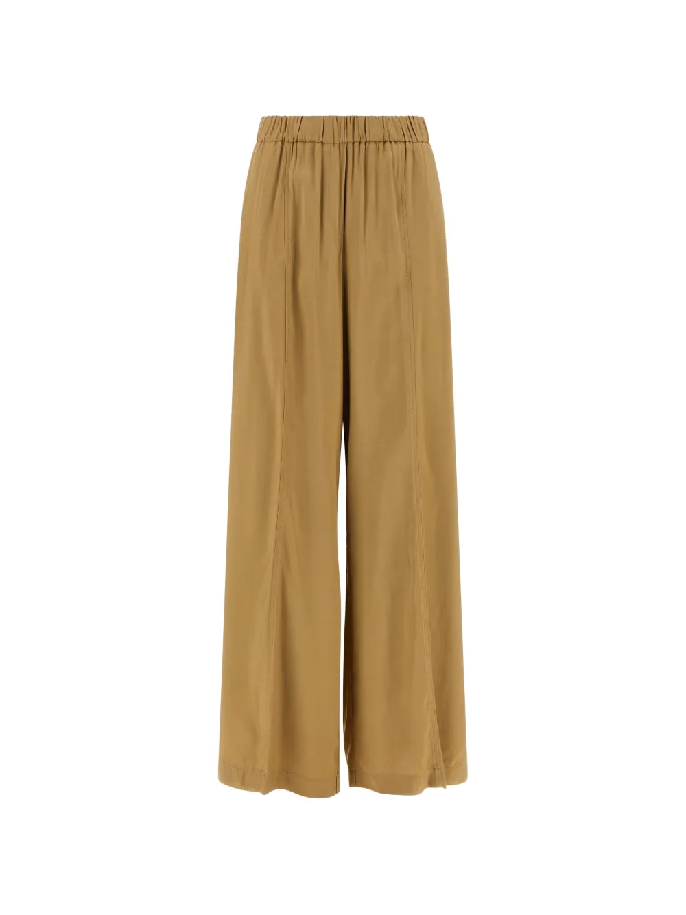 Nude elastic-waistband trousers - Marrone