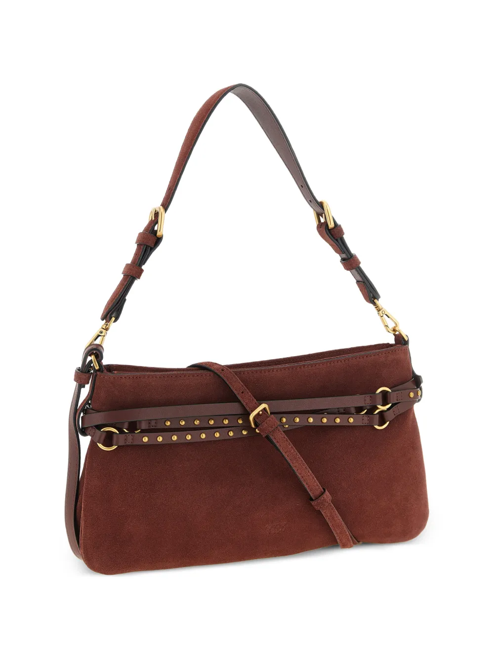  Pinko Medium Belt Suede Shoulder Bag - Red 