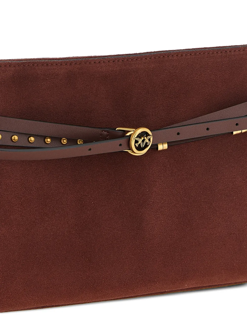  Pinko Medium Belt Suede Shoulder Bag - Red 