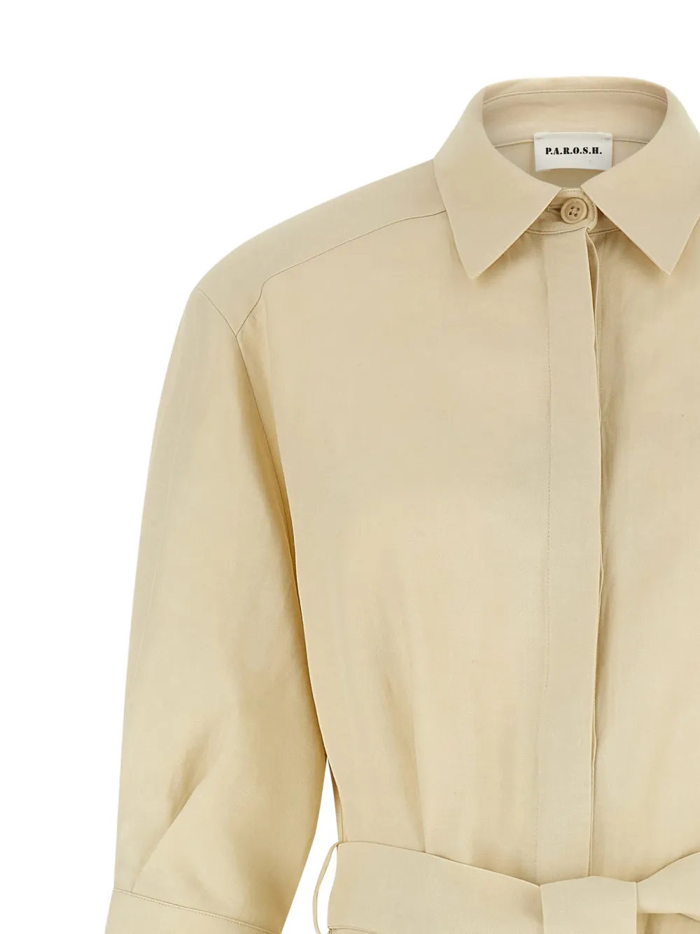 P.A.R.O.S.H. Blousejurk met ceintuur en geknoopt detail Beige