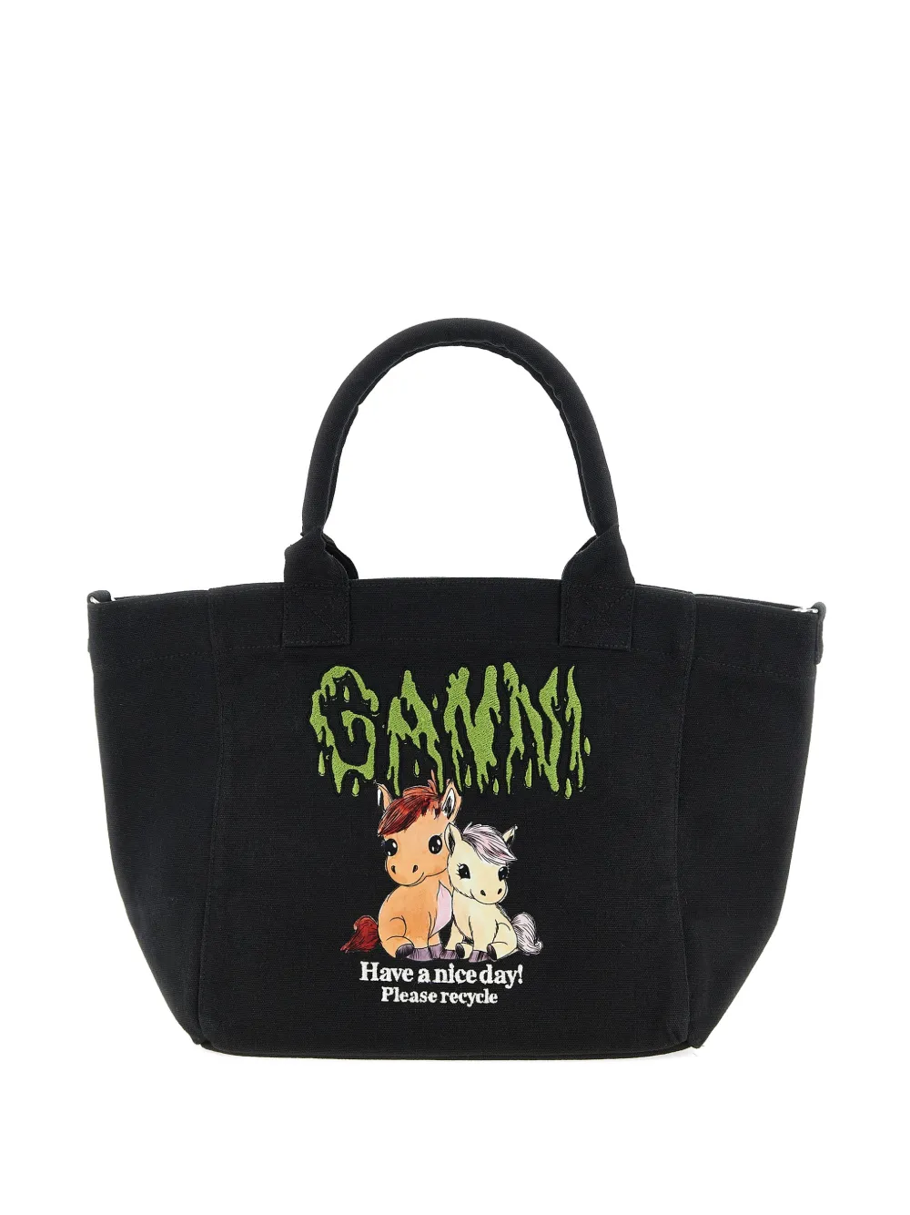 GANNI small logo-print tote bag - Nero