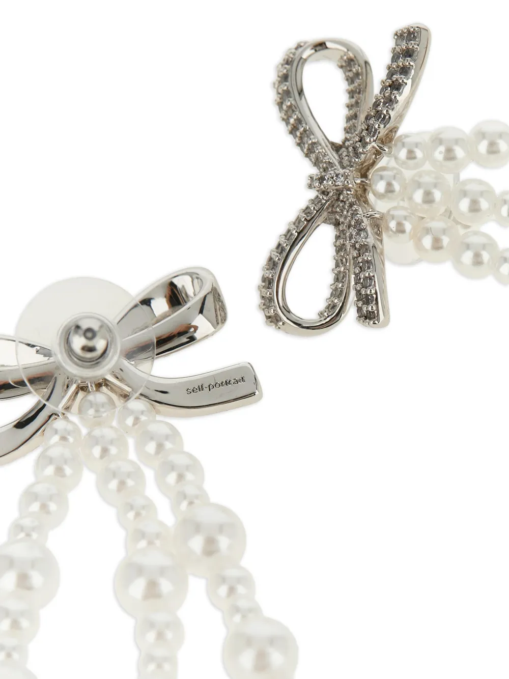  Self-portrait Pendientes Bow Pearl - Plateado 