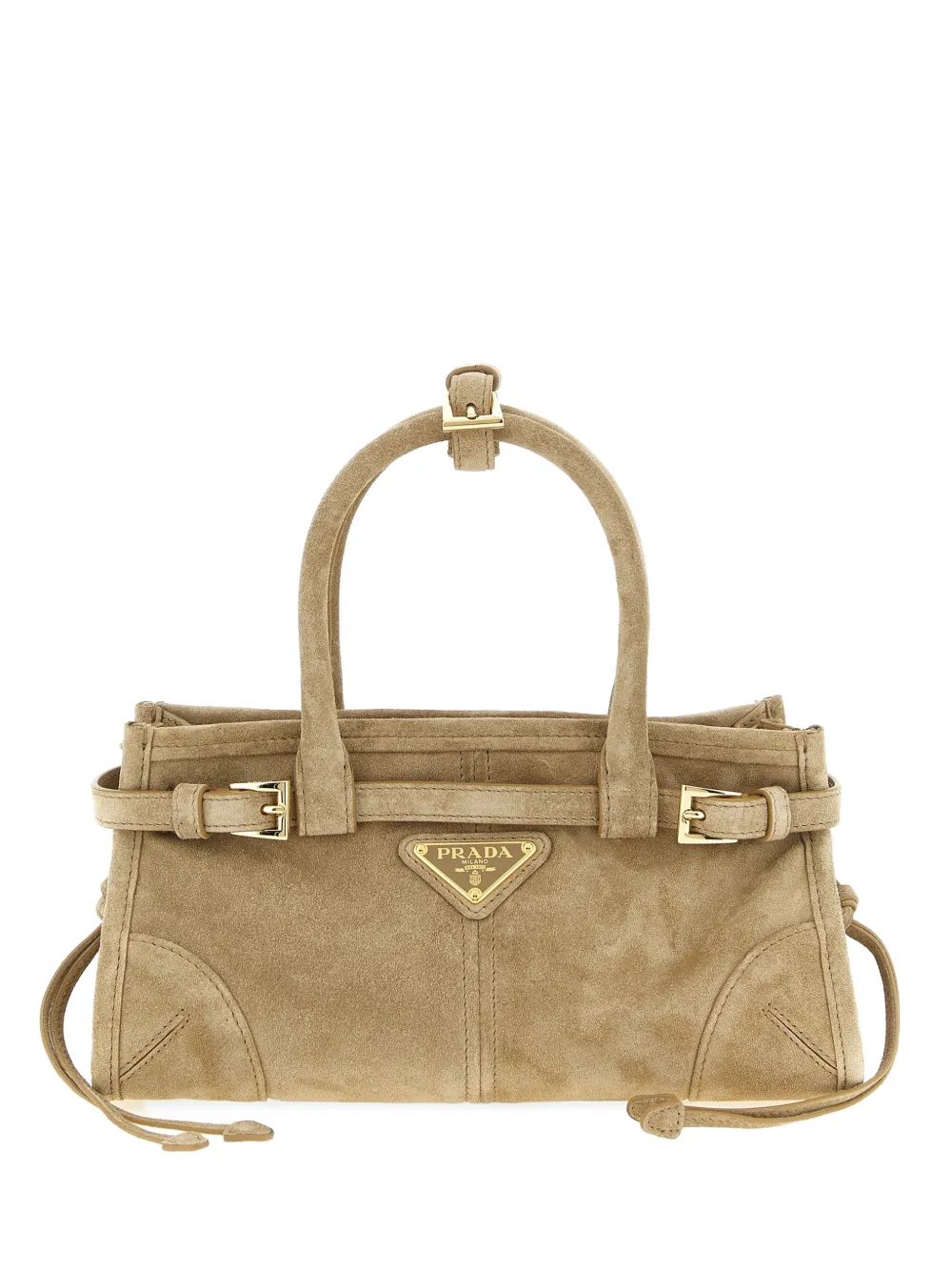 Prada mini Bonnie suede tote bag - Nude