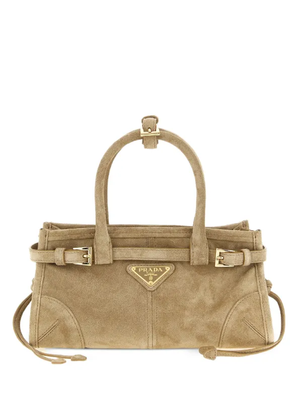 Prada Bonnie Suede Mini Handbag in Neutrals