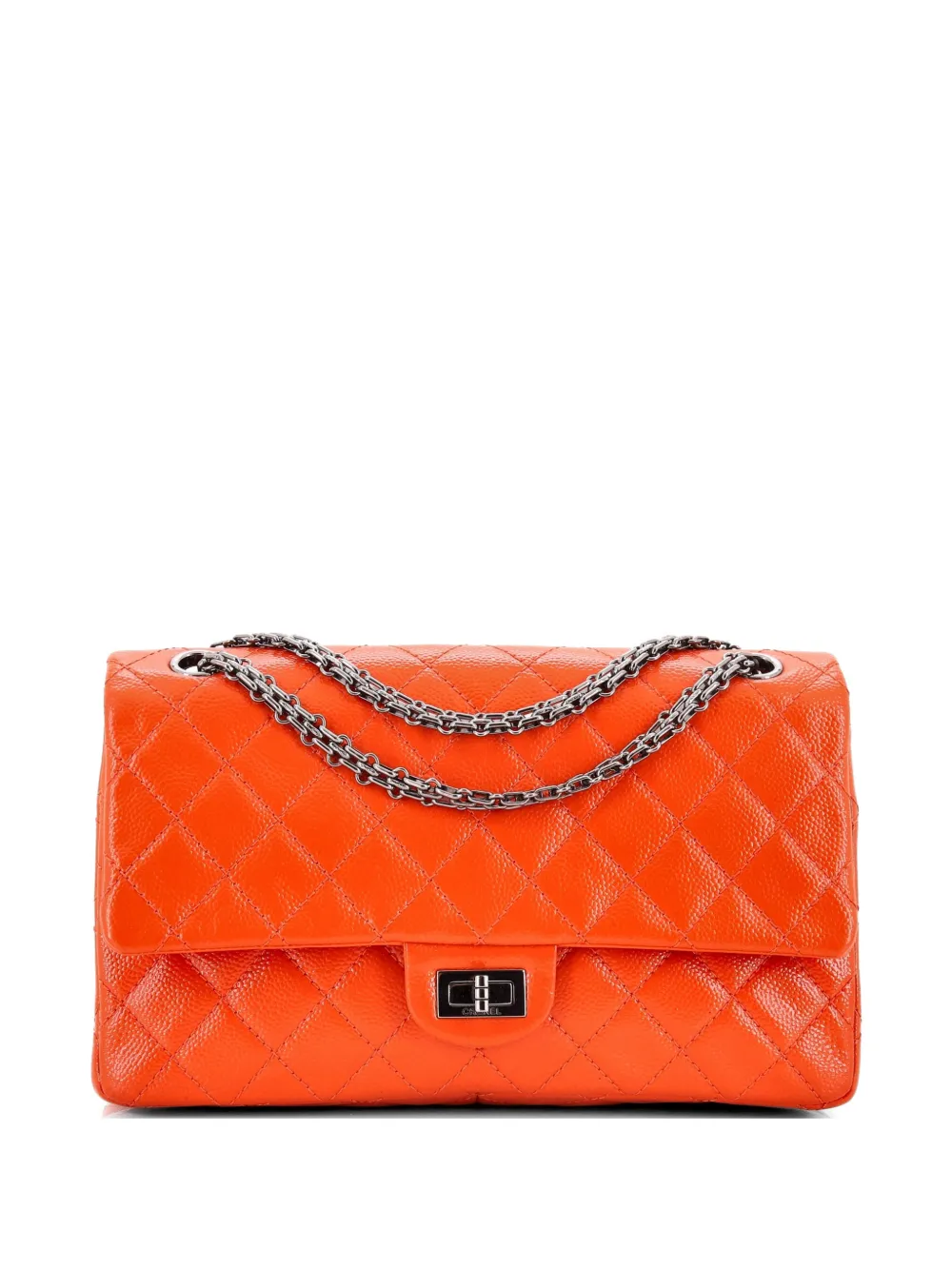 CHANEL Pre-Owned Reissue 2.55 Flap Bag Quilted Patent Caviar 226 shoulder bag - Orange
